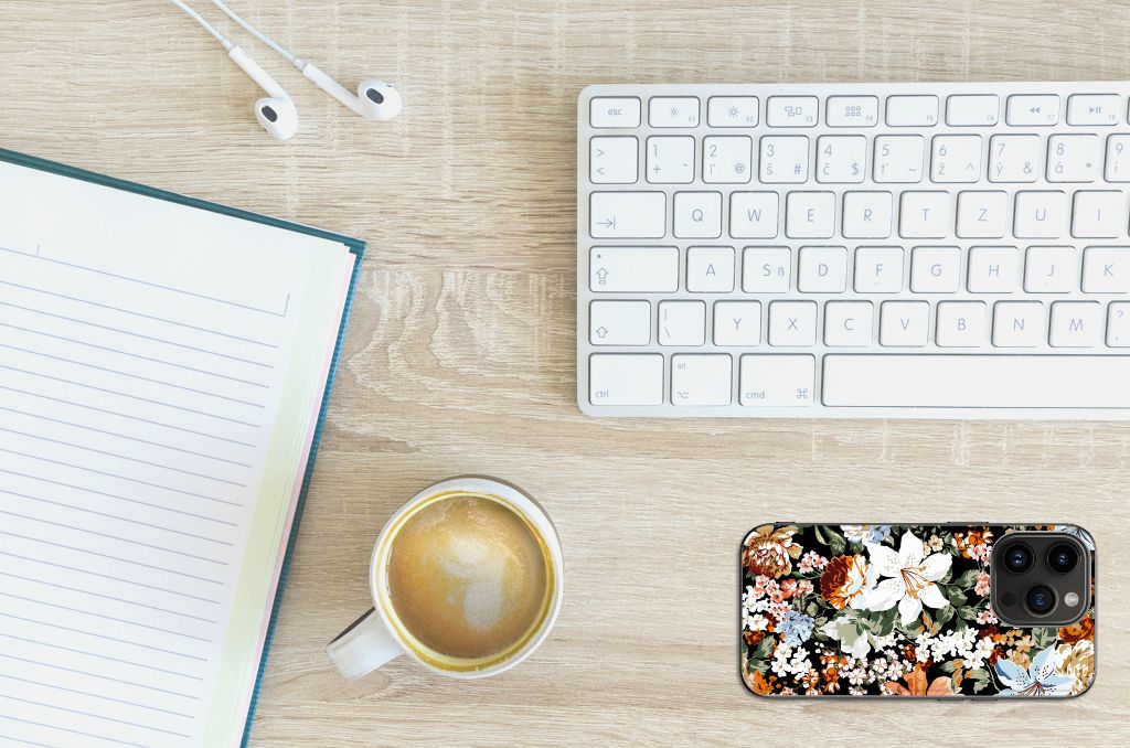 Bloemen Hoesje voor iPhone 15 Pro Dark Flowers B2C Telecom