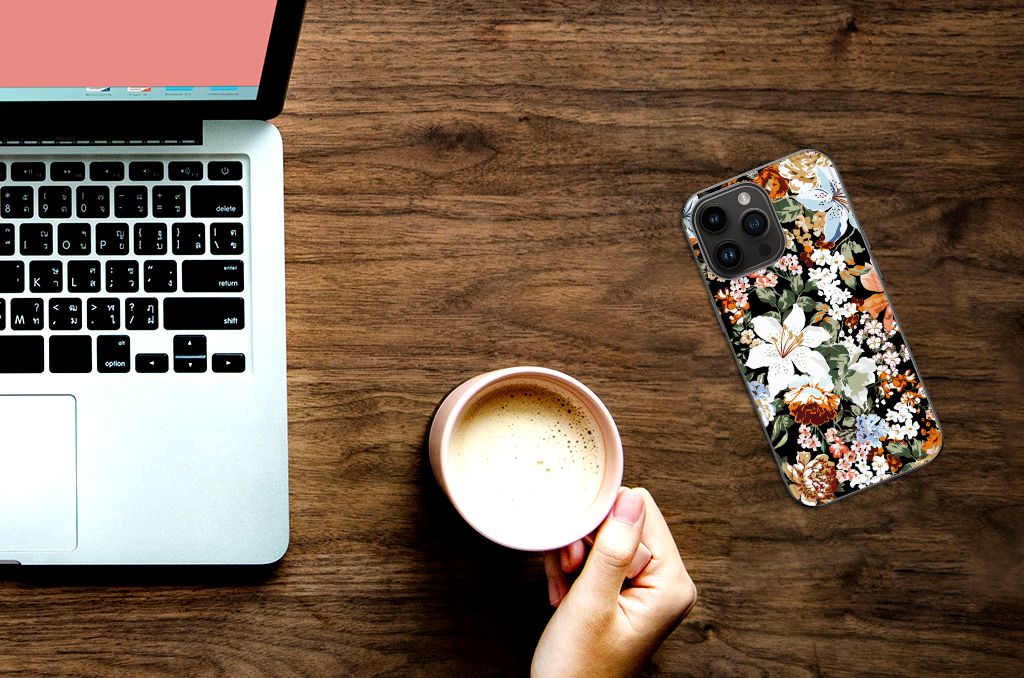 Bloemen Hoesje voor iPhone 15 Pro Max Dark Flowers B2C Telecom