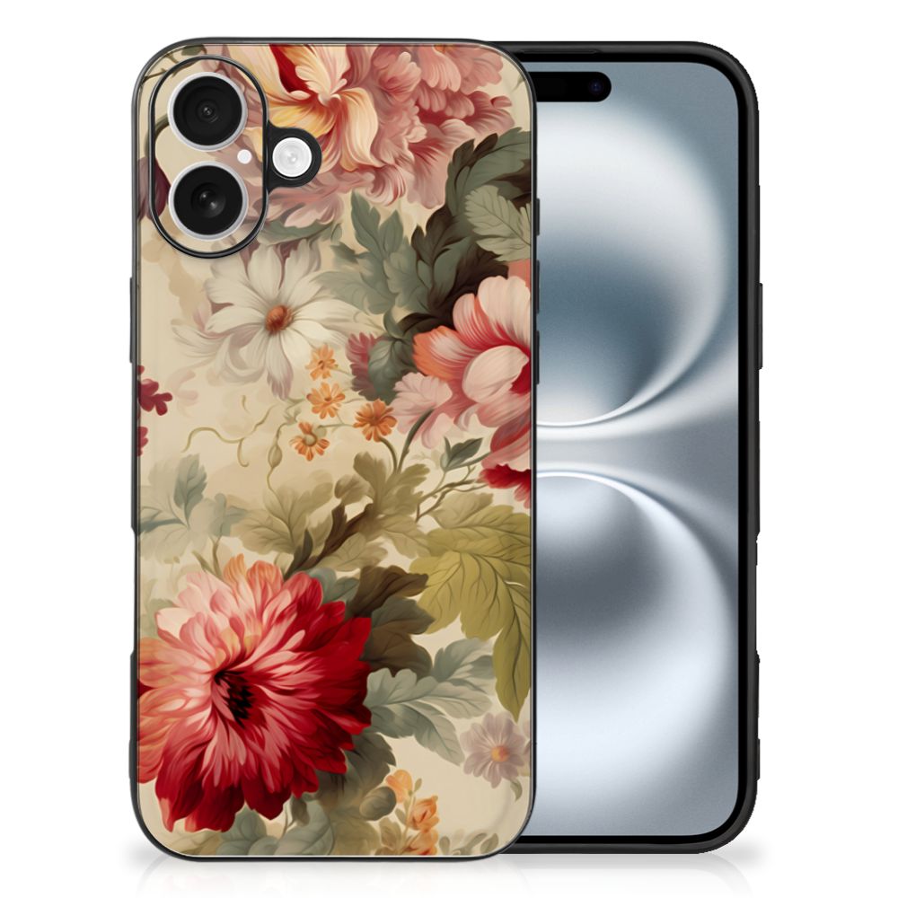 Apple iPhone 16 Bloemen Hoesje bloemen achterzijde