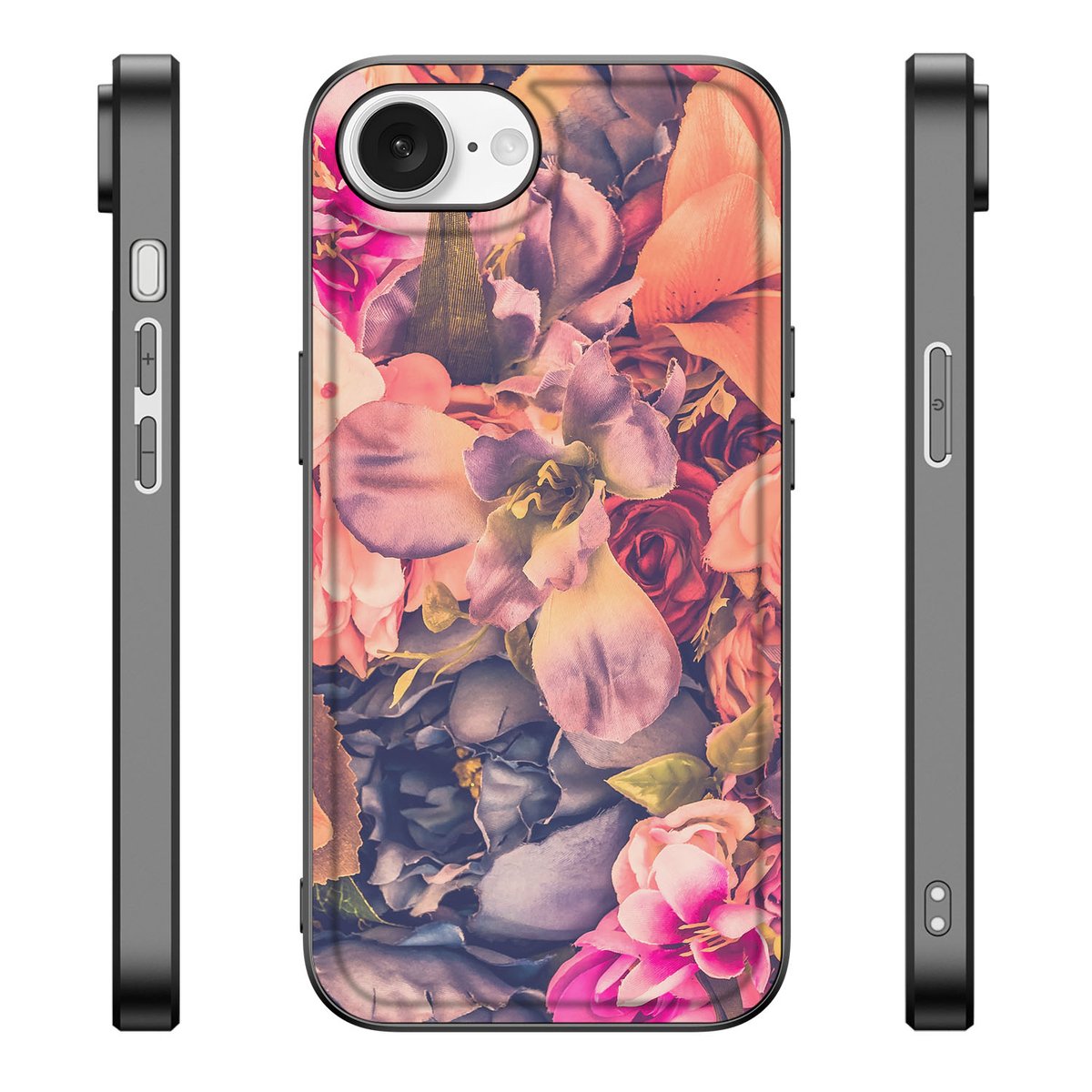 iPhone 16e Bloemen Bloemen Hoesje bloemen design zijaanzicht