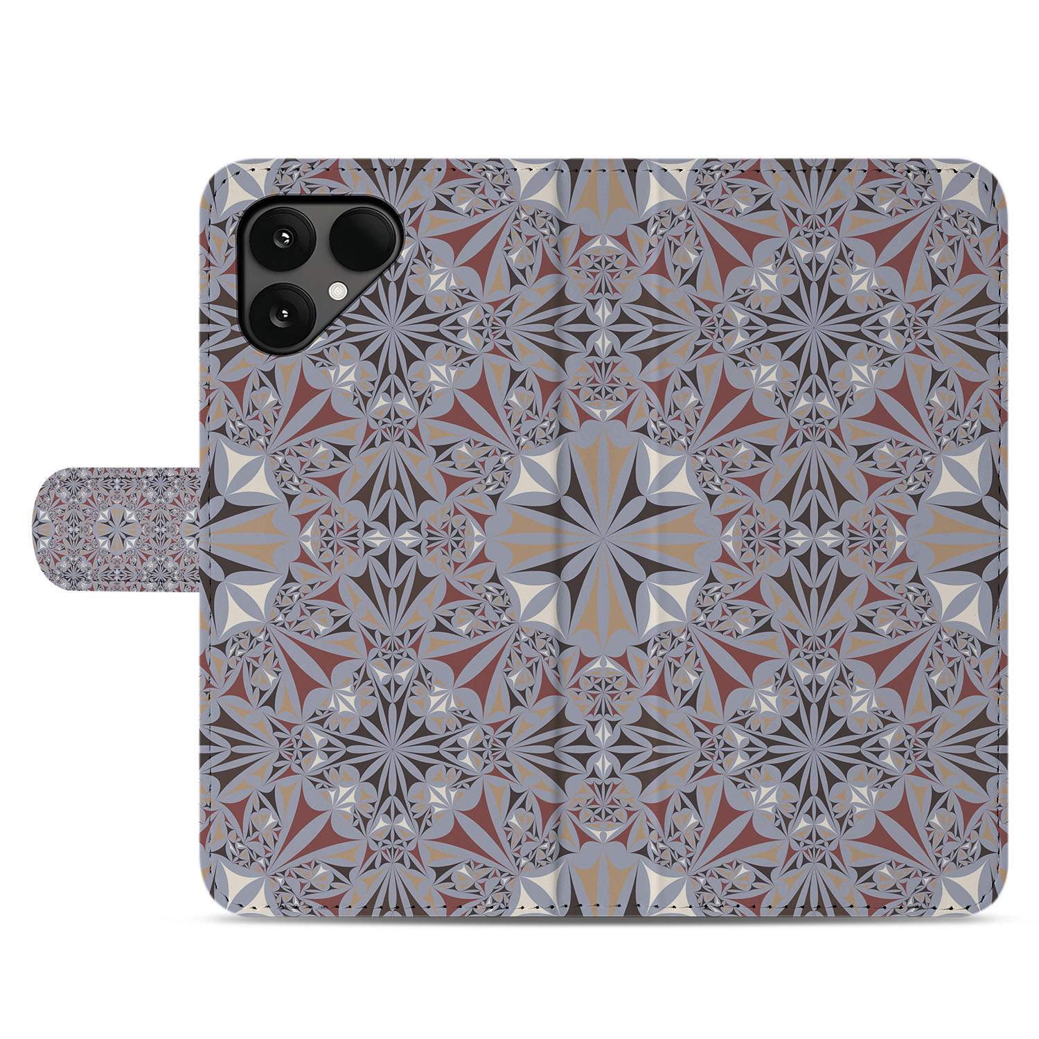 Fairphone 6 Bloemenpatroon Meerkleurig Bookcase Hoesje Kleurrijke Print Achteraanzicht