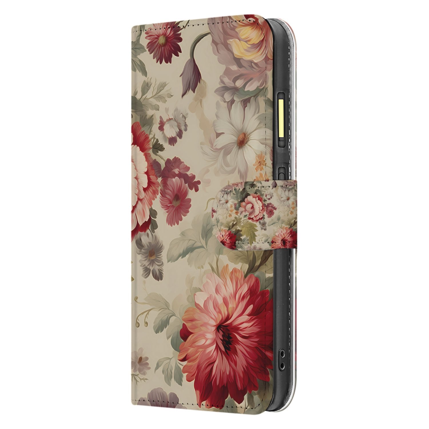 Fairphone 6 Bloemenprint Design voor Fairphone 6 Robuuste Bookcase Hoesje met Pasjes aanzicht