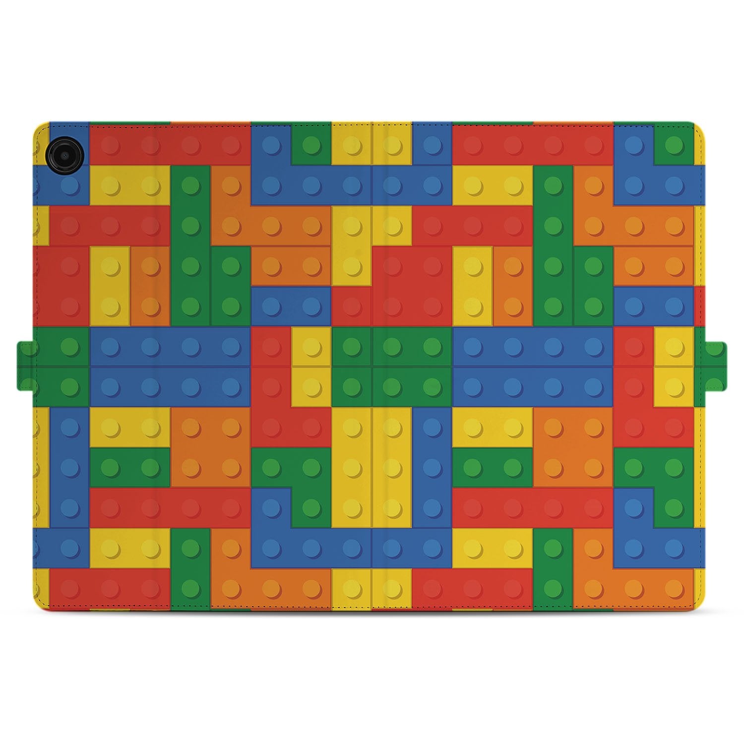 Blokken Book Case Hoesje met Standaard Samsung Galaxy Tab A11 Plus blokken kleurrijk patroon achterkant