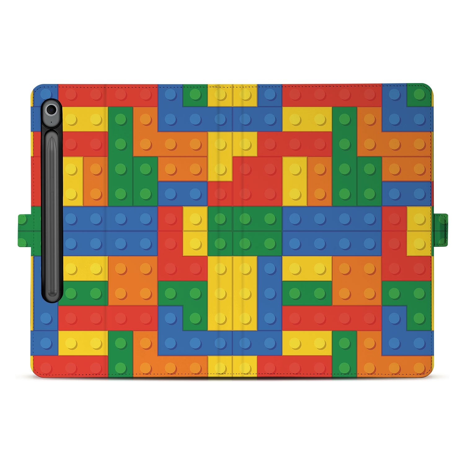 Blokken Book Case Hoesje met Standaard Samsung Galaxy Tab S10 FE | Tab S9 FE kleurrijk blokken design achterkant