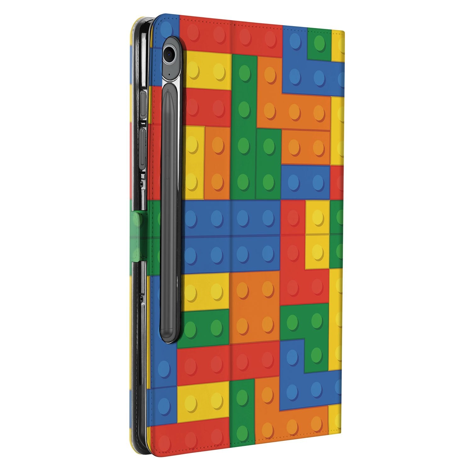Blokken Book Case Hoesje met Standaard Samsung Galaxy Tab S10 FE | Tab S9 FE kleurrijk design aanzicht