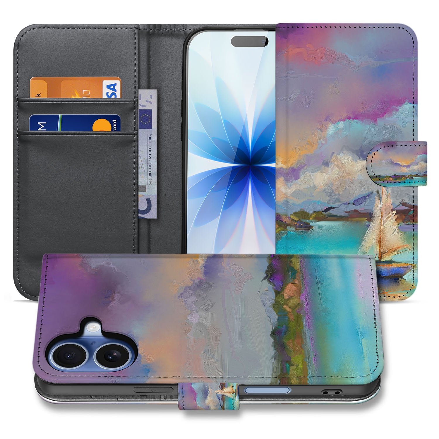 Boat Motief Hoesje Voor iPhone 17 Book Case maritieme kunst design voorkant