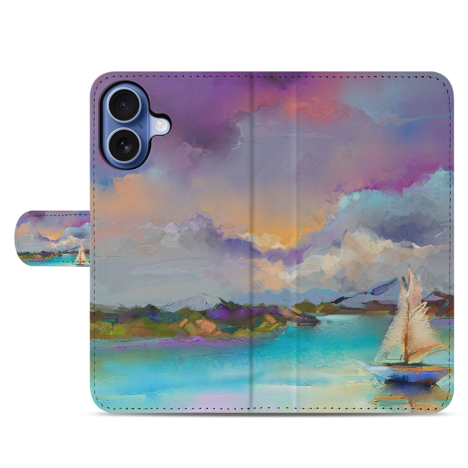 Boat Motief Hoesje Voor iPhone 17 Book Case maritiem kunst kleurrijk
