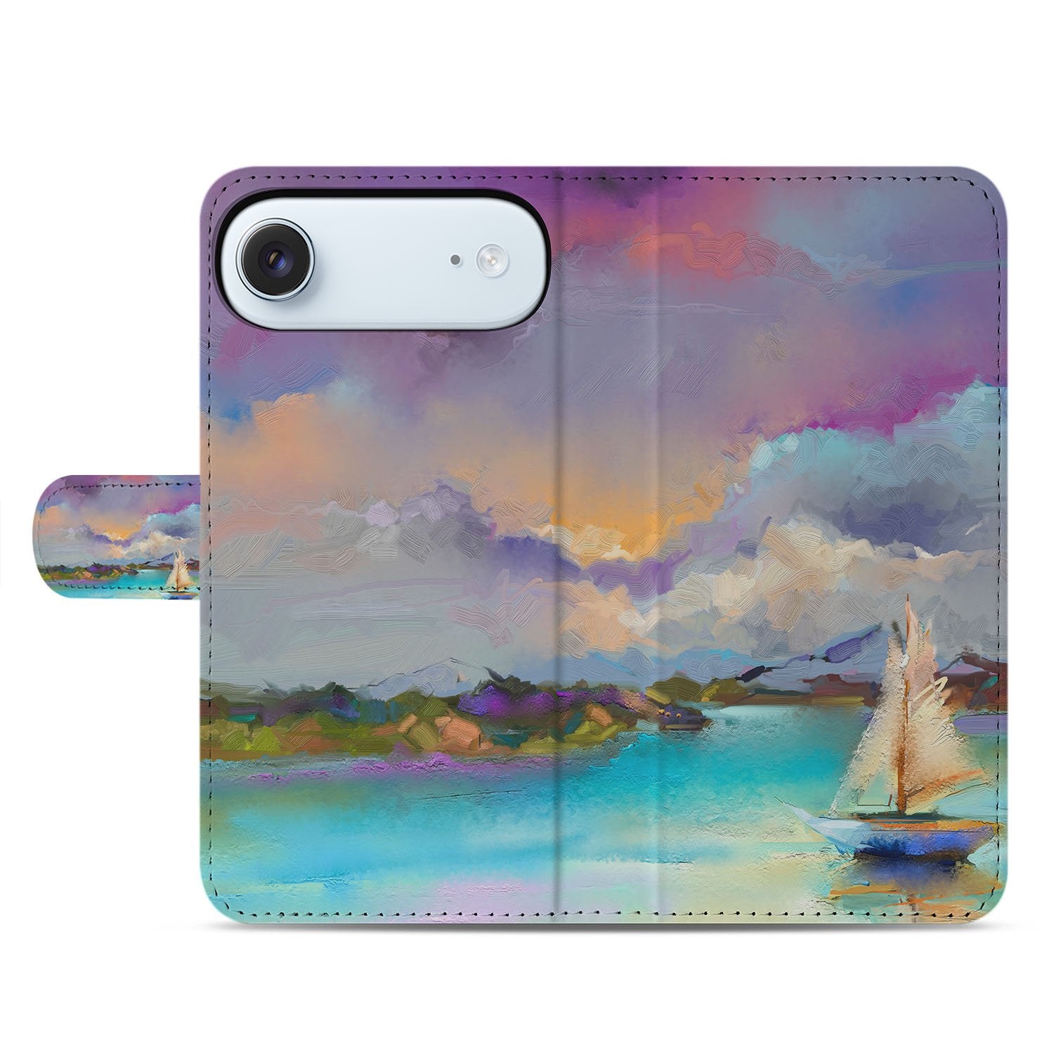 Boat Motief Hoesje Voor iPhone Air Bookcase designnaam zijaanzicht