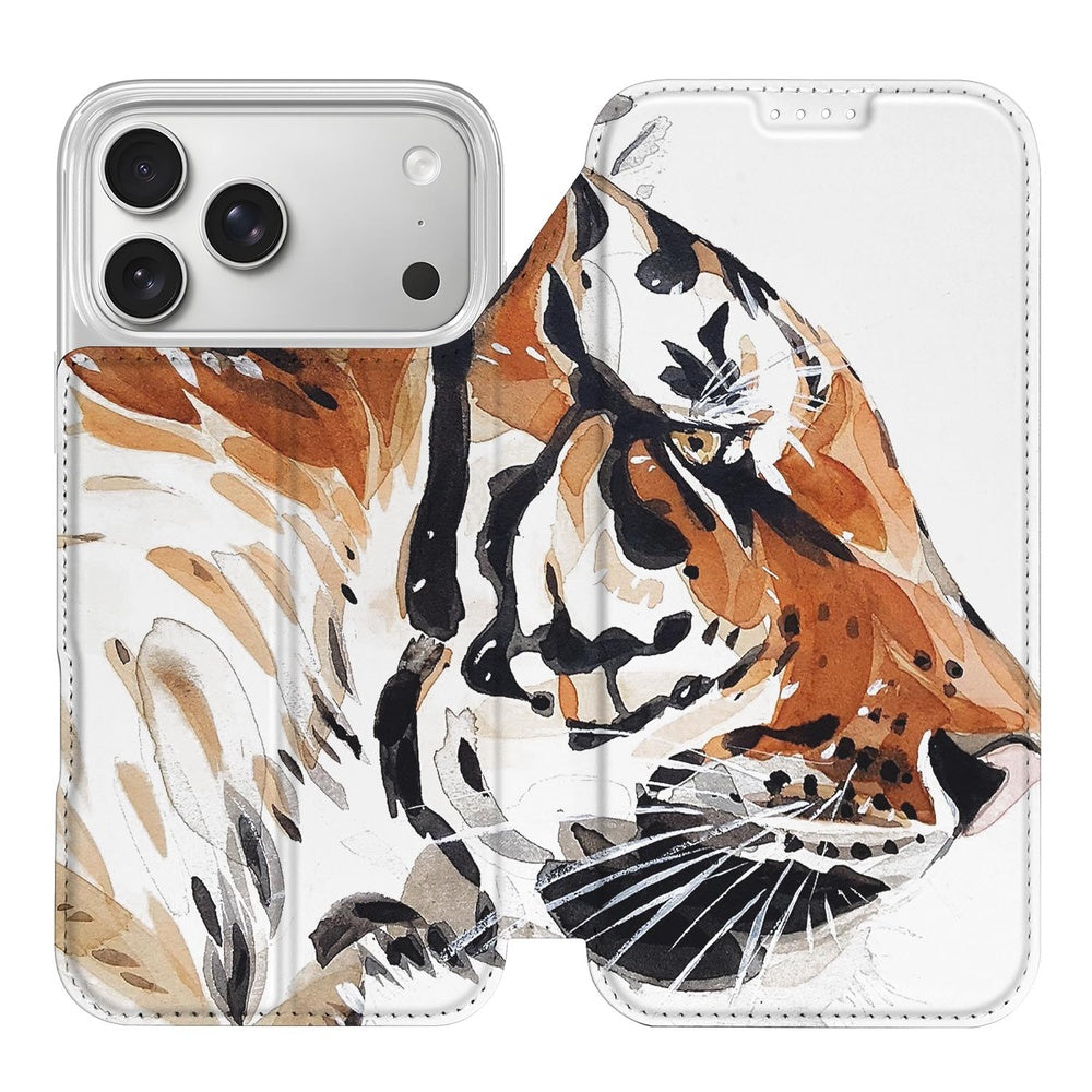 Book Case Apple iPhone 17 Pro Tiger design tiger aanzicht