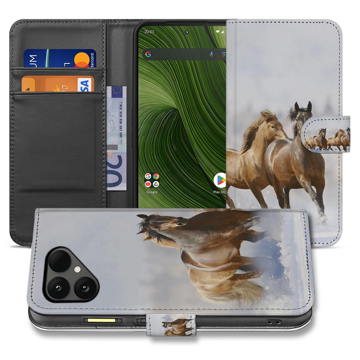 Book Case Fairphone 6 Paarden Motief Met Pasjes Magneetsluiting voorkant zijkant