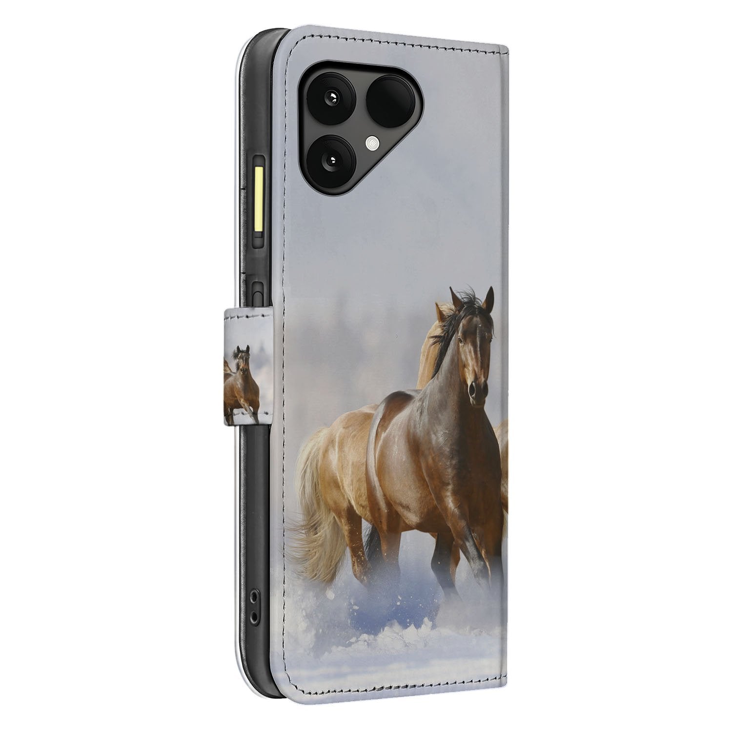 Book Case Fairphone 6 Paarden Motief Met Pasjes Magneetsluiting paardenontwerp zijkant