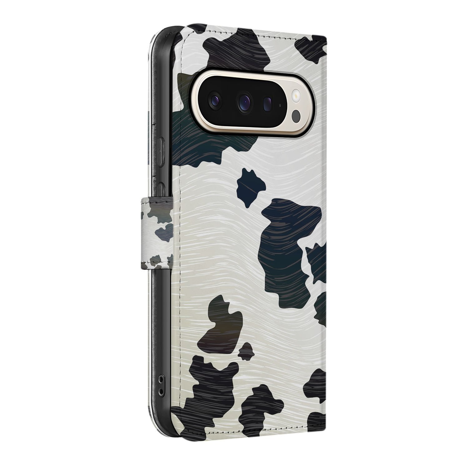 Book Case Google Pixel 10 | 10 Pro Koeienvlekken boek case koeienvlekken zijaanzicht