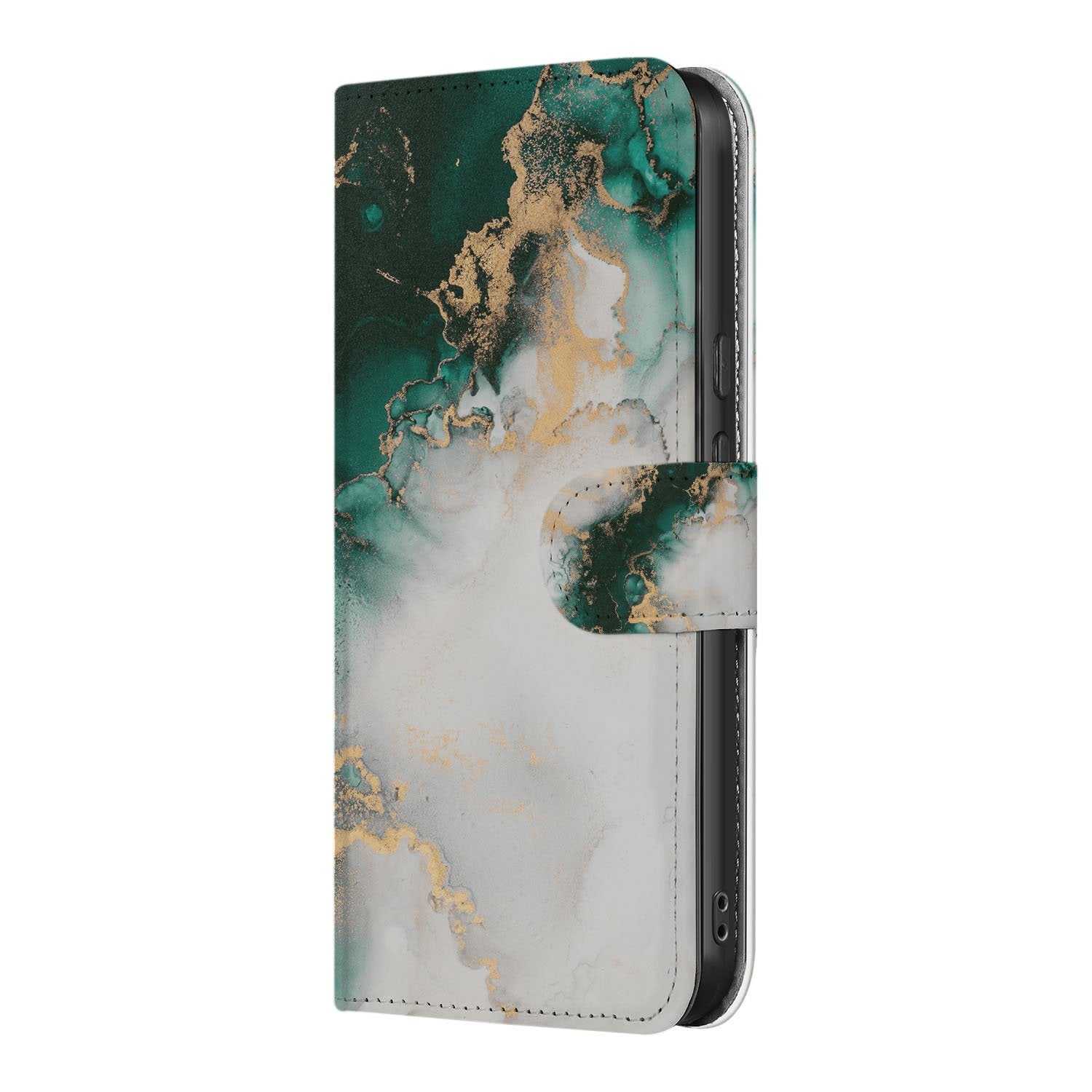 Google Pixel 10 | 10 Pro Book Case Marmer Groen zijkant