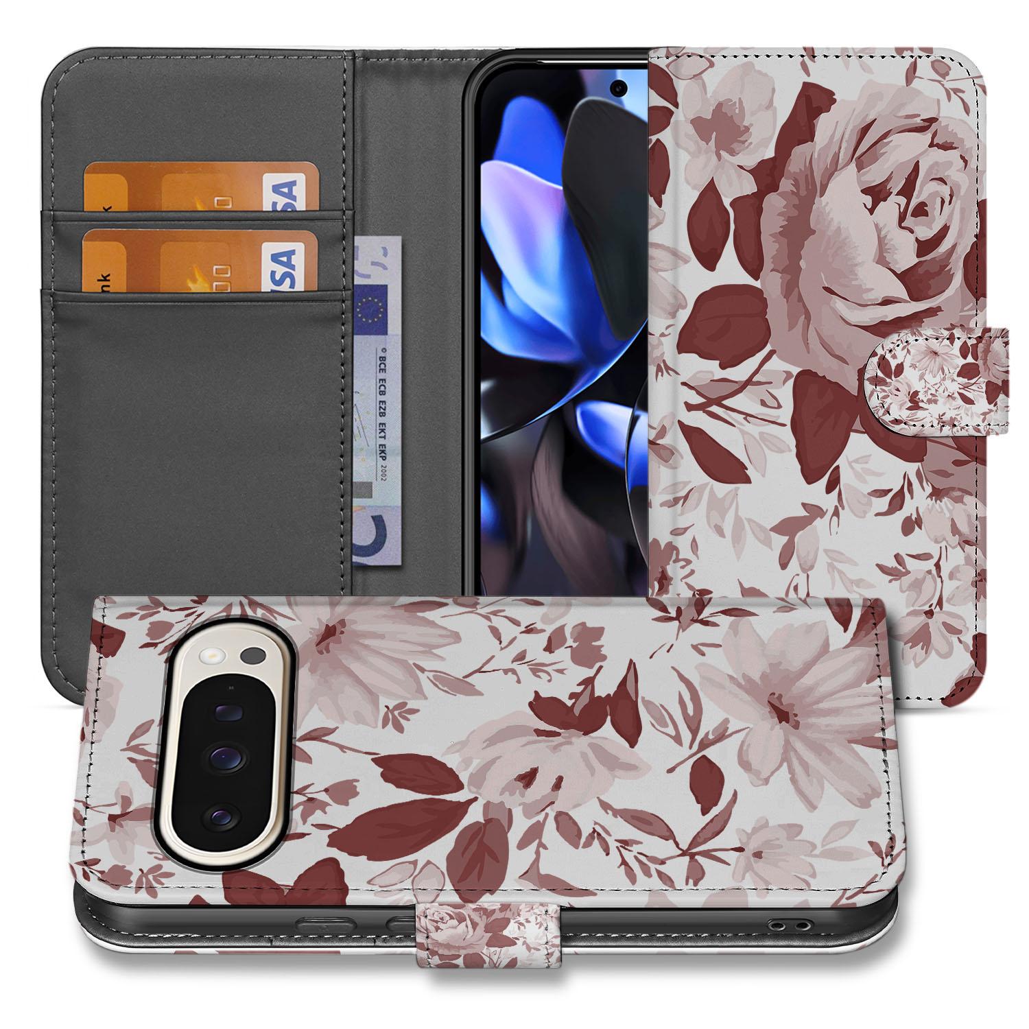 Book Case Google Pixel 10 | 10 Pro Watercolor Flowers floral patroon voorkant achterkant