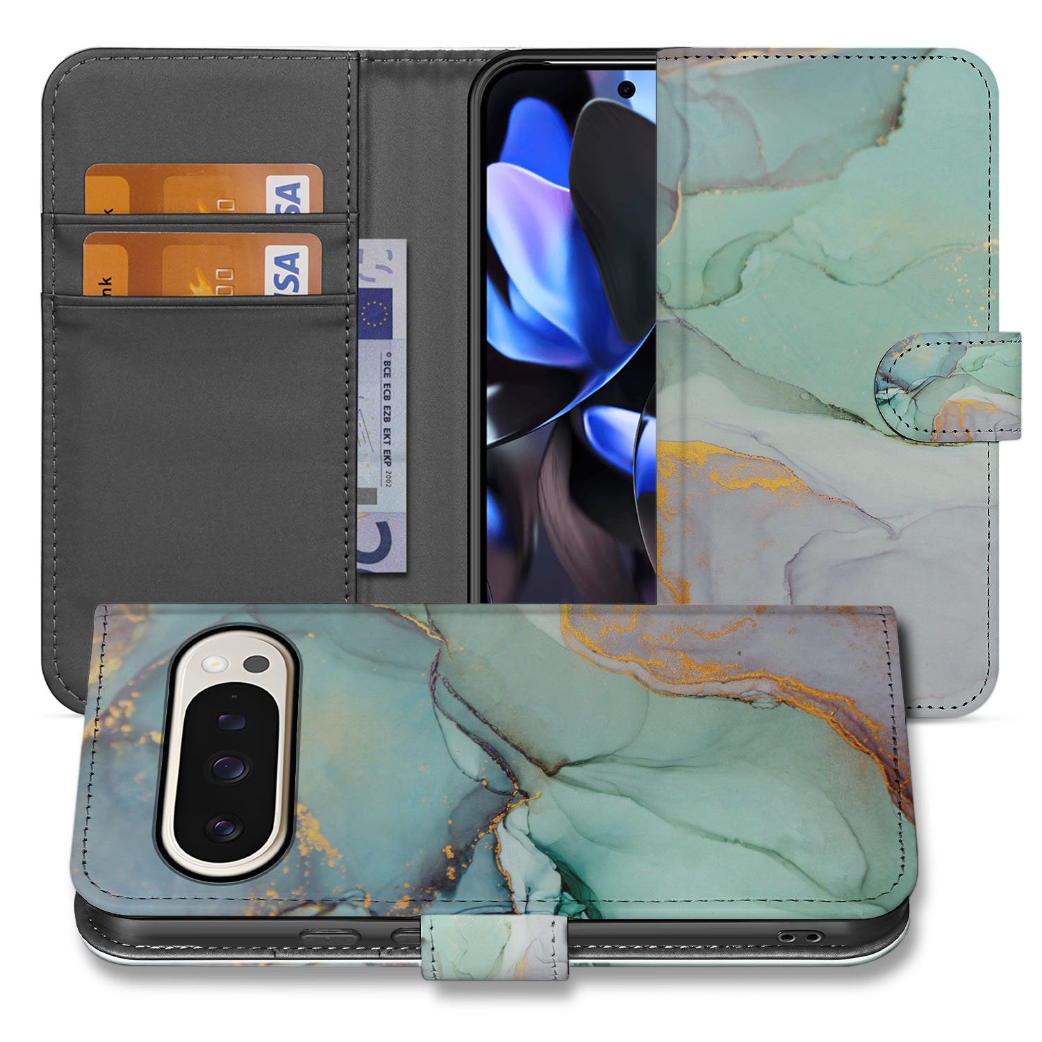 Book Case Google Pixel 10 | 10 Pro | Watercolor Mix binnenkant vooraan en achterkant