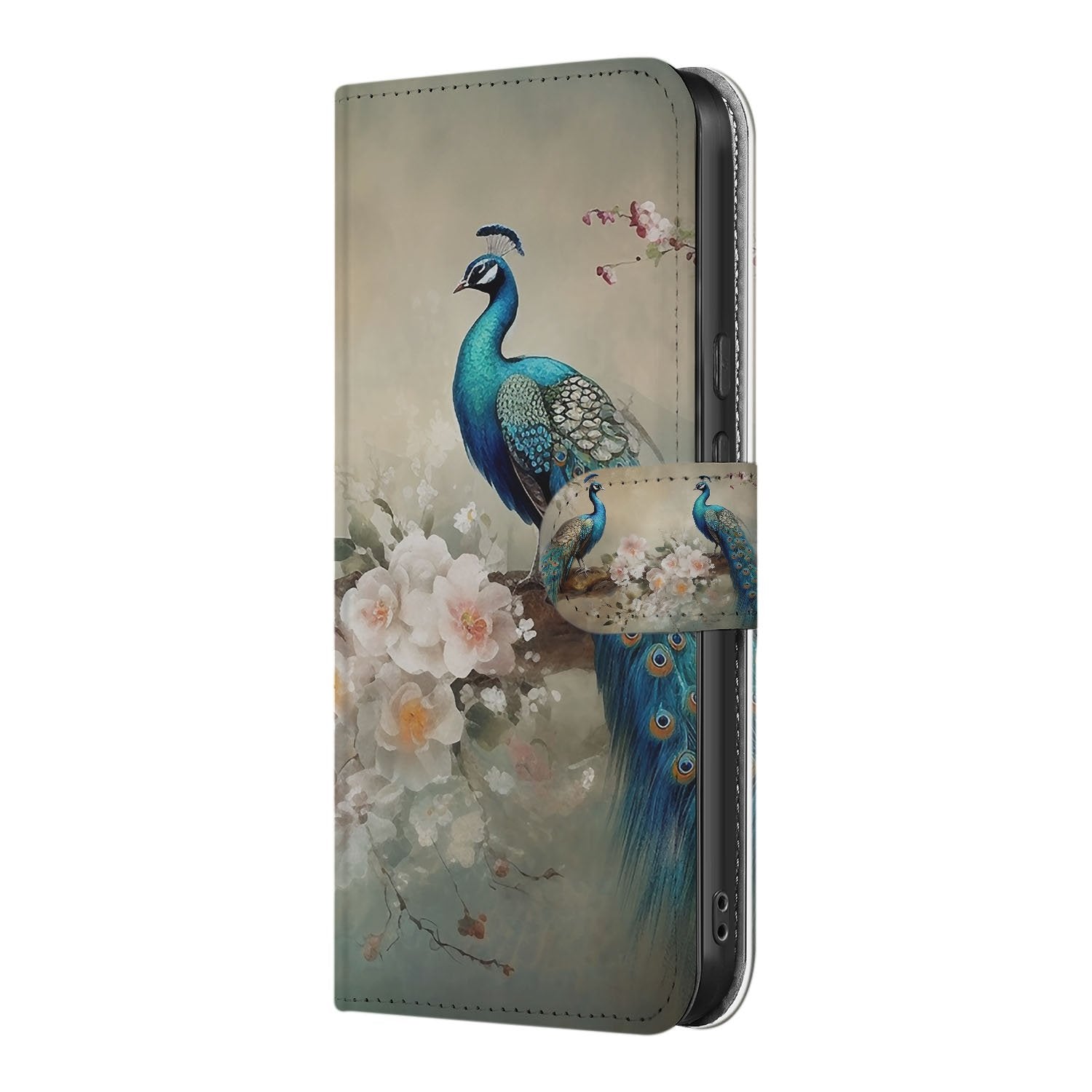 Book Case Google Pixel 10 Pro Met Pasjes Vintage Pauwen Boekhoesje Kunstleer Meerkleurig Zachte Bescherming vintage pauwen design aanzicht
