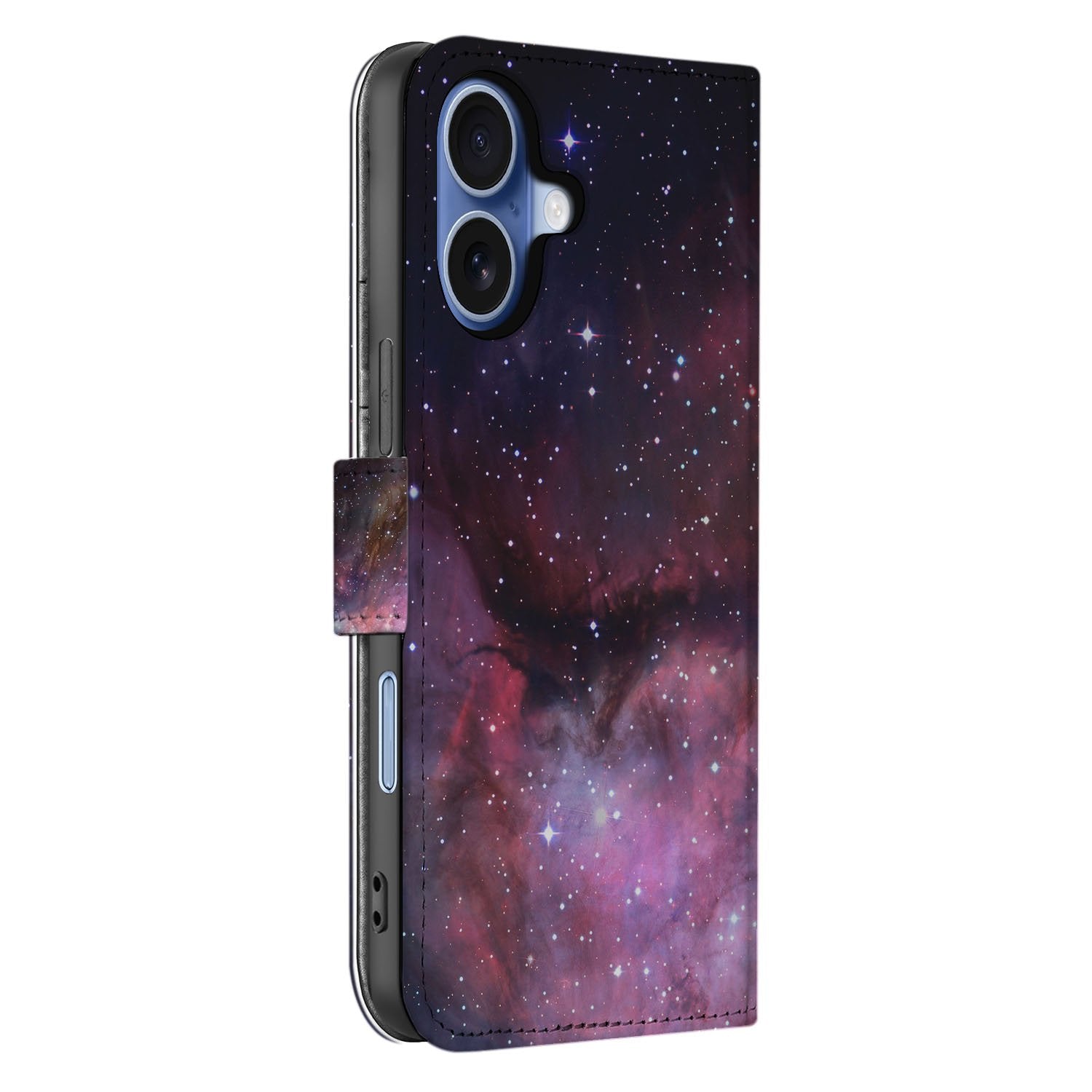 Book Case Hoes Apple iPhone 17 Heelal Design PU Leer Grijs galaxies design side