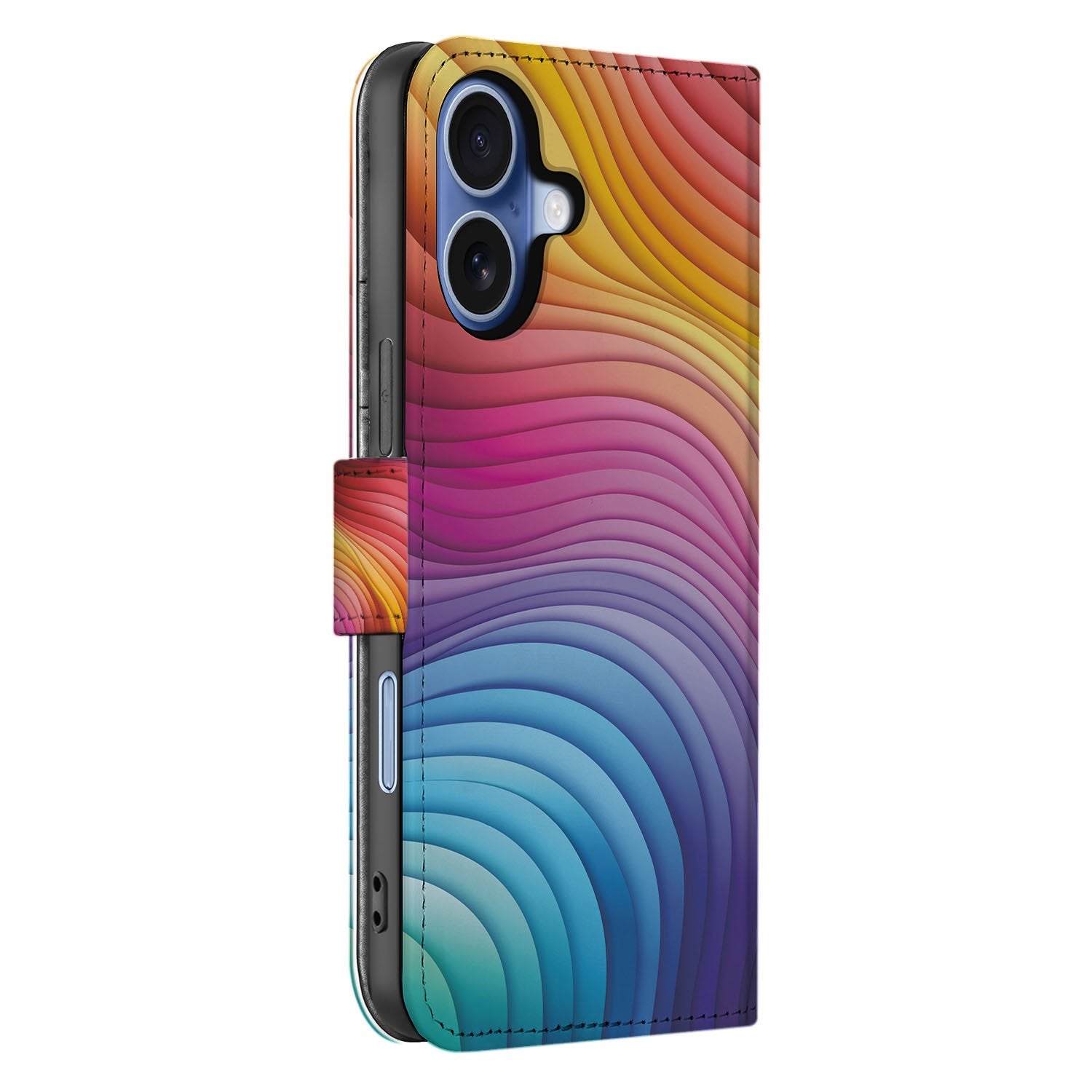 Apple iPhone 17 Book Case Hoes Regenboog designnaam aanzicht