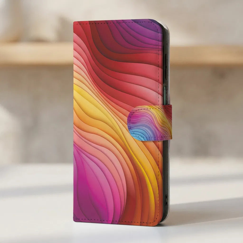 Samsung Galaxy A17 Book Case Hoes Regenboog zijaanzicht