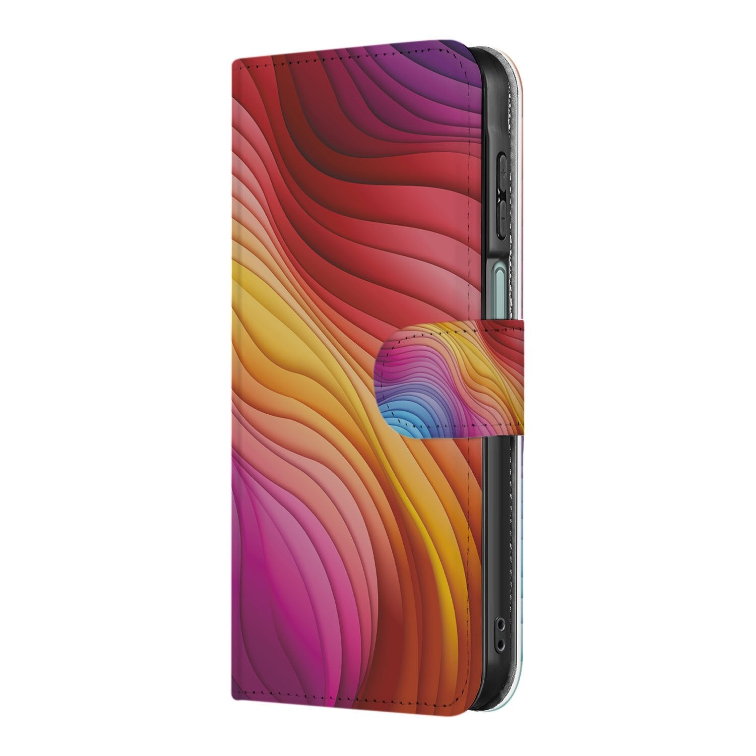 Samsung Galaxy A17 Book Case Hoes Regenboog zijaanzicht kleurrijk PU Leer Pasjes