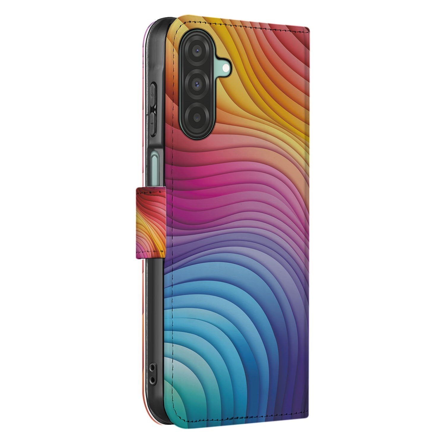 Samsung Galaxy A17 Book Case Hoes Regenboog PU Leer Zijkant