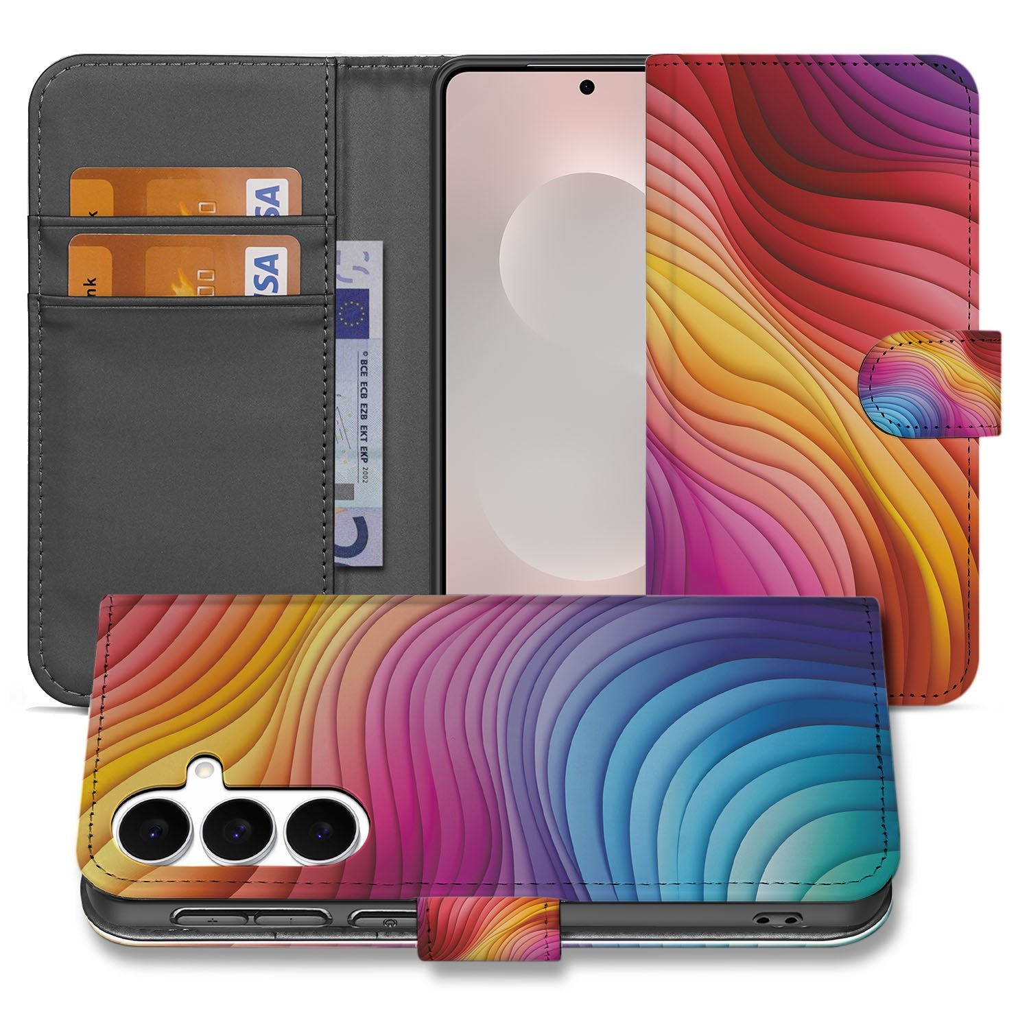 Samsung Galaxy S25 FE Book Case Hoes Regenboog Binnenkant Design Hoes