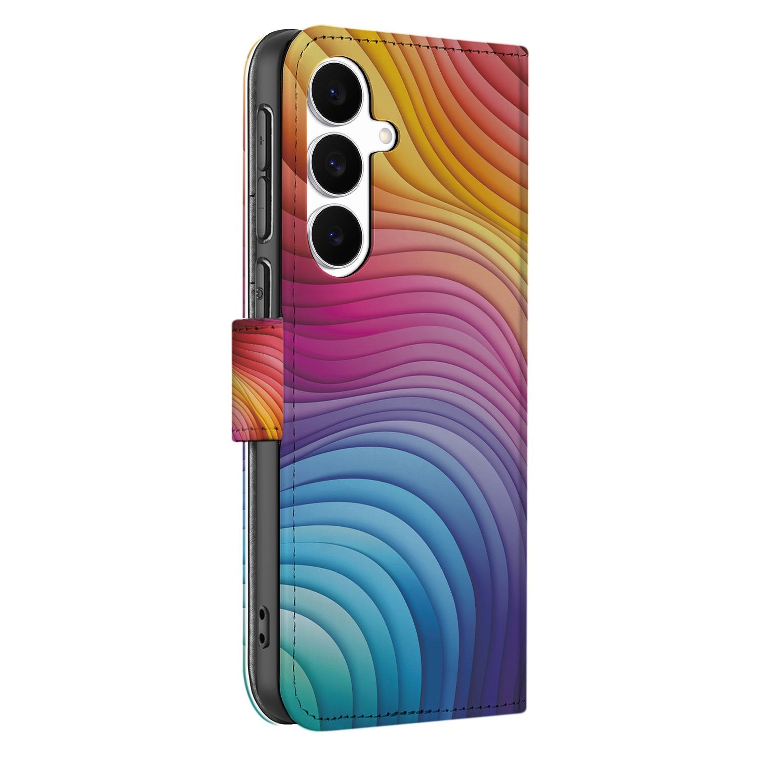 Samsung Galaxy S25 FE Book Case Hoes Regenboog Zijkant