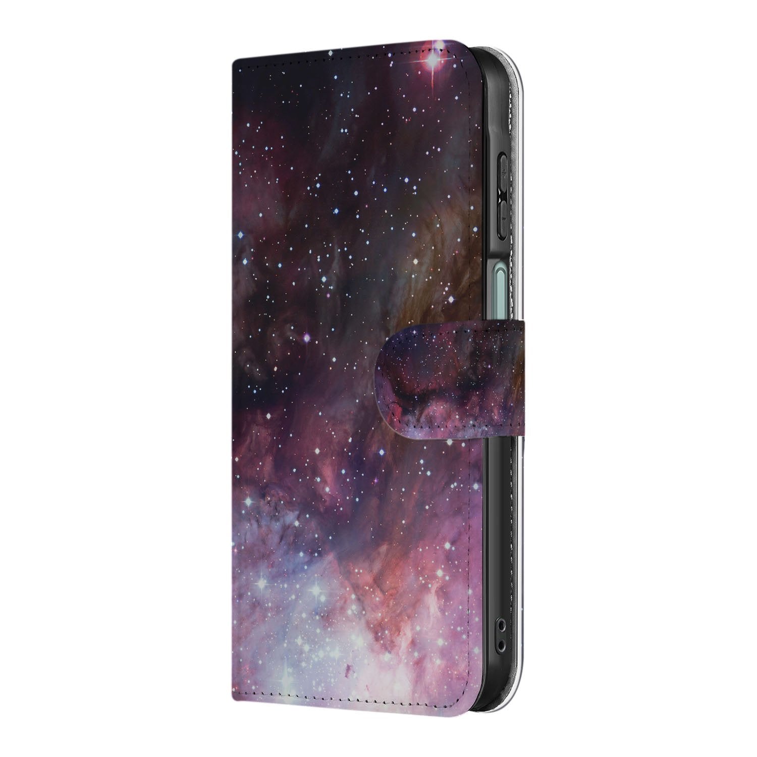 Book Case Hoes Samsung Galaxy A17 Heelal Design PU Leer Grijs heelal-motief zijaanzicht