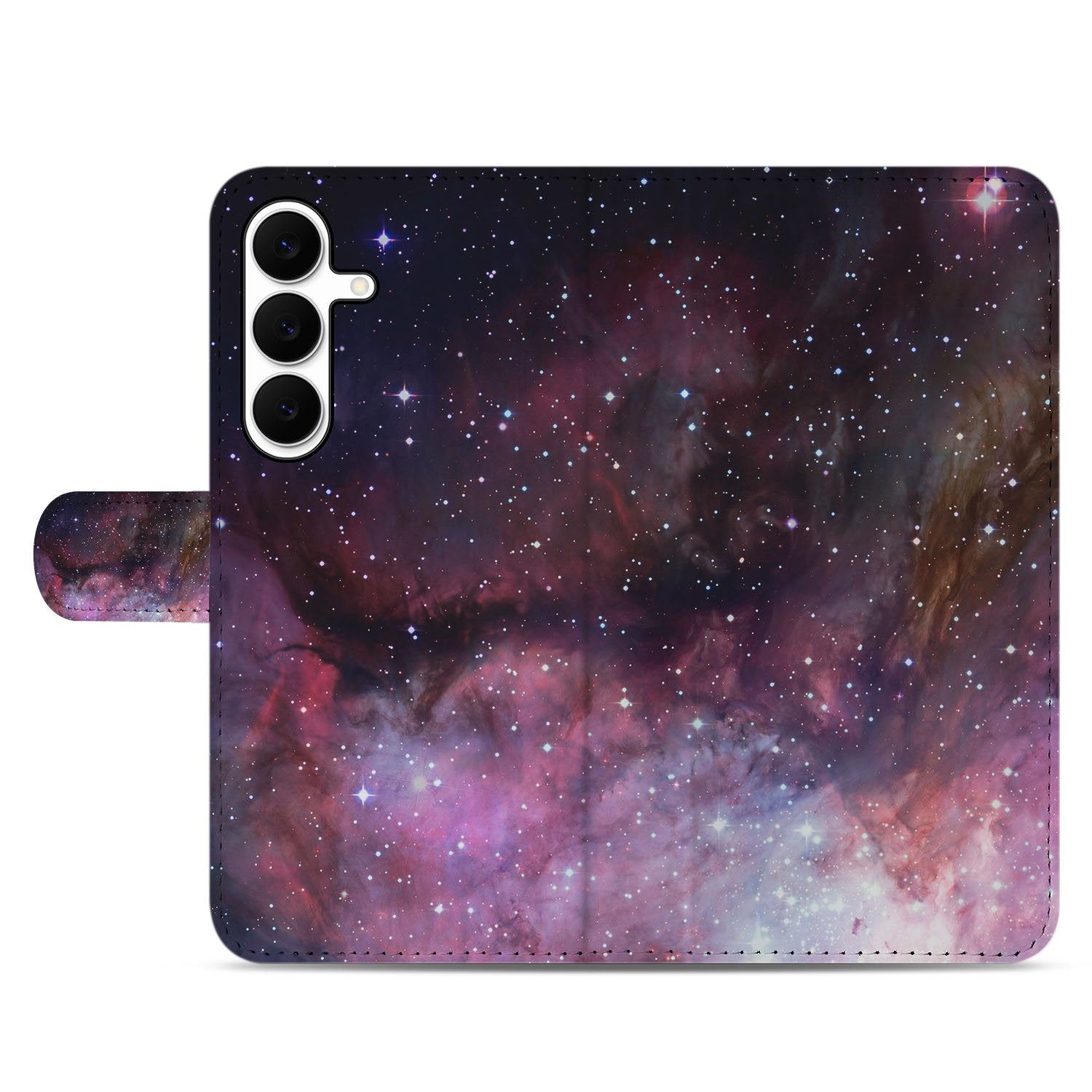 Book Case Hoes Samsung Galaxy S25 FE Heelal Design PU Leer Grijs heelal motief buitenzijde