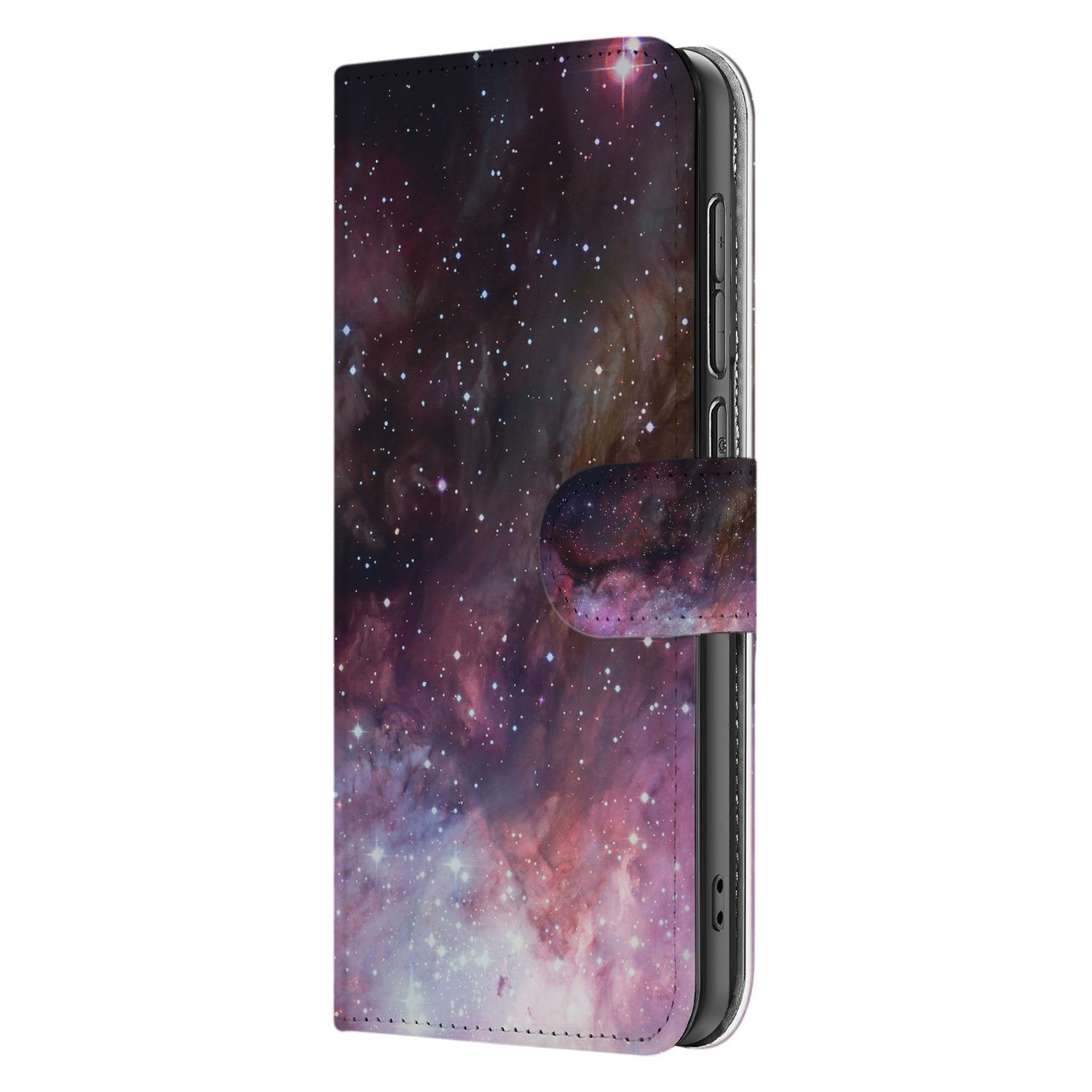Book Case Hoes Samsung Galaxy S25 FE Heelal Design PU Leer Grijs heelal ontwerp zijkant