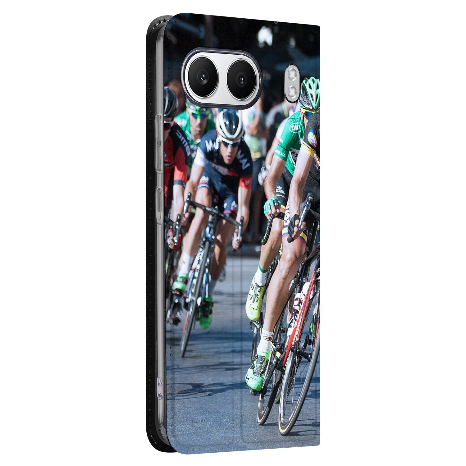 OnePlus Nord 4 Book Case Hoesje Maken wielrennen ontwerp aanzicht
