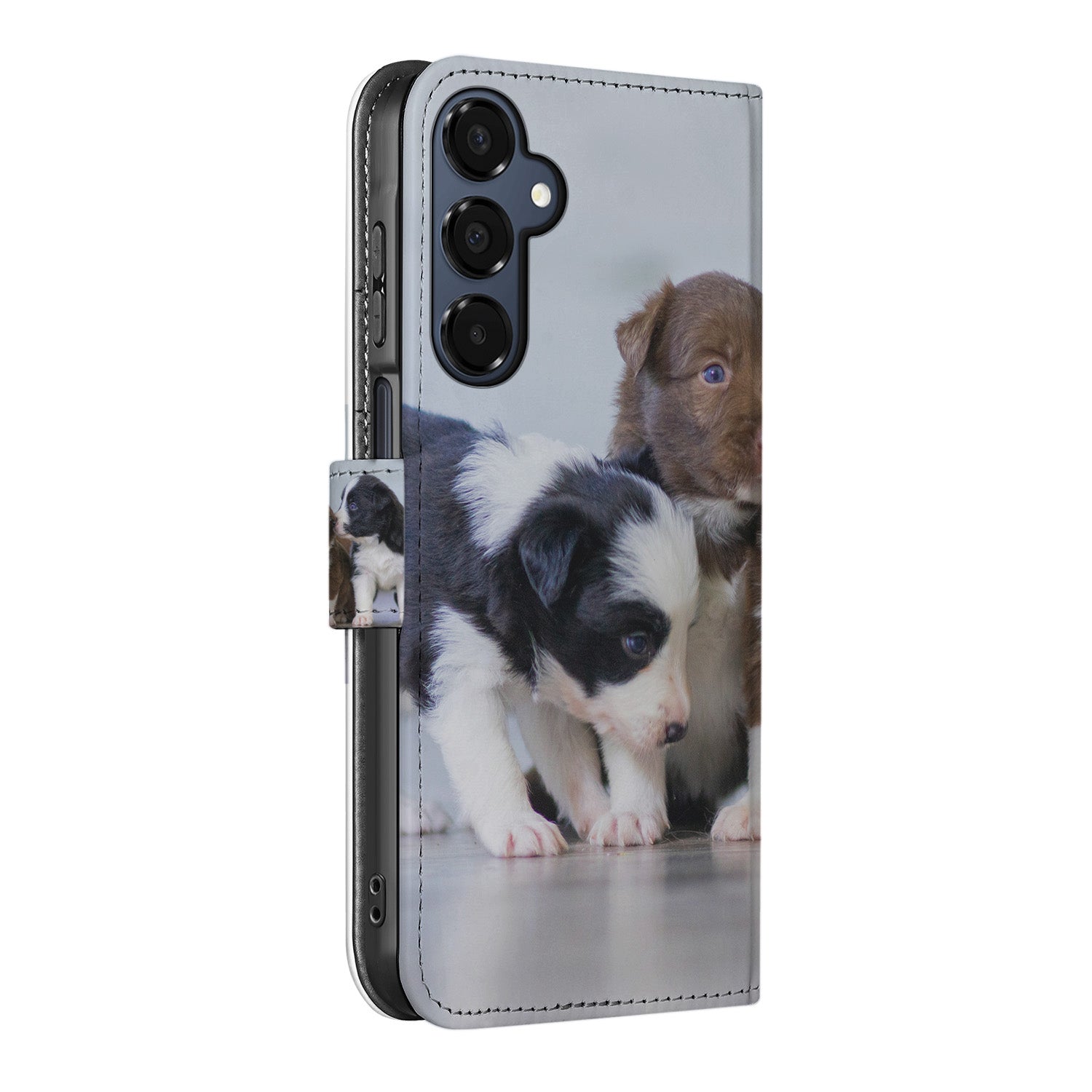 Samsung Galaxy A16 Book Case Hoesje Maken puppy honden ontwerp voorzijde