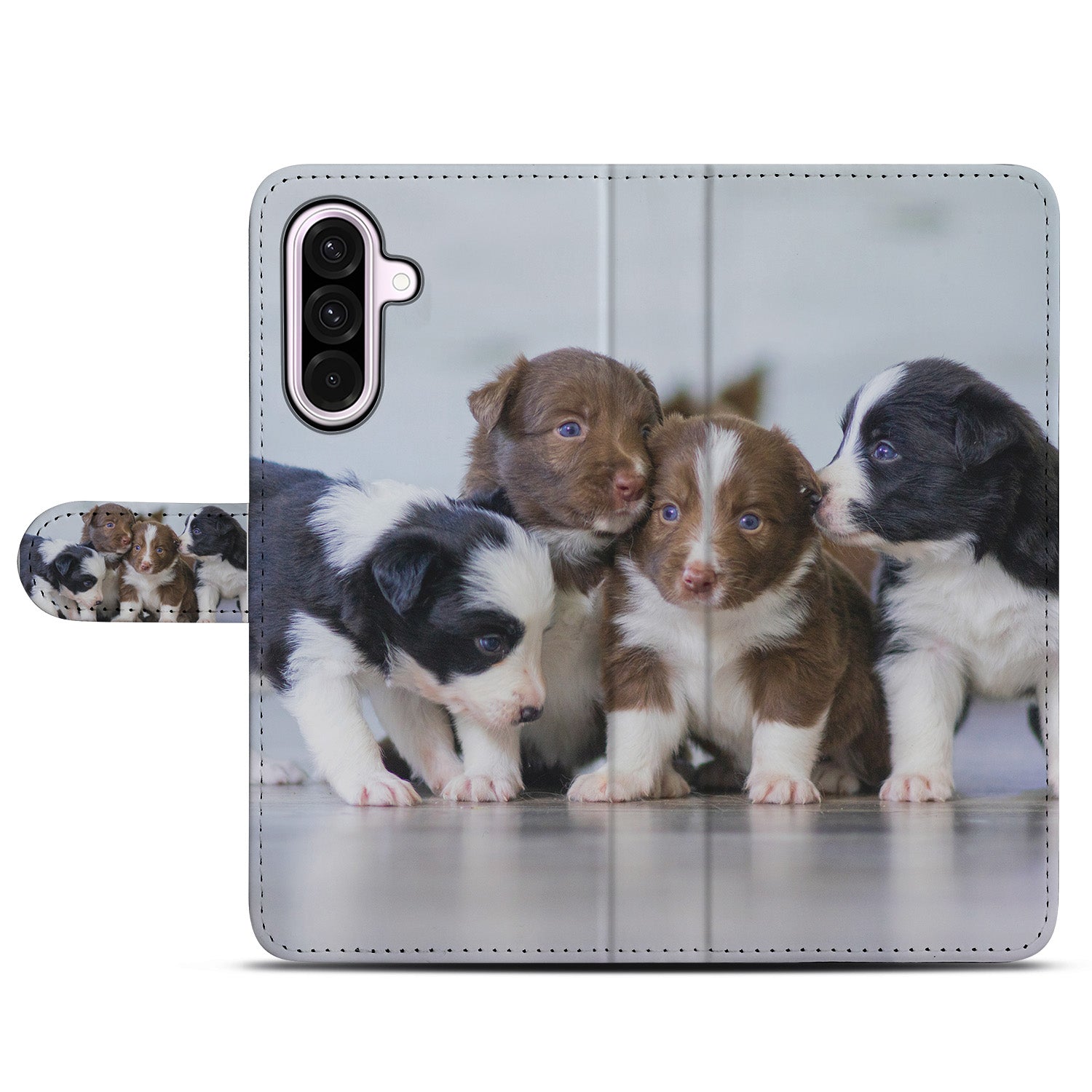 Samsung Galaxy A56 Book Case Hoesje Maken design puppy's aanzicht