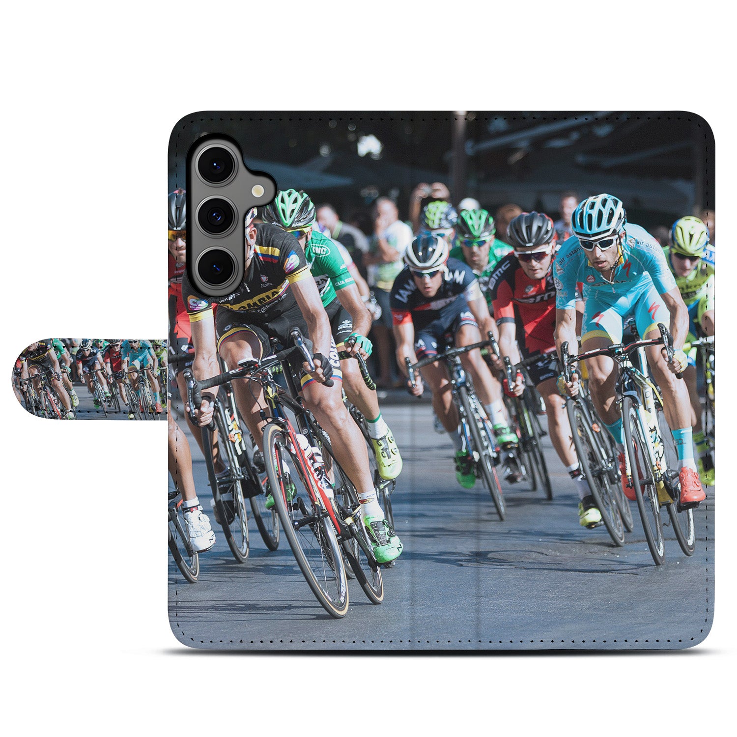 Samsung Galaxy S24 FE Book Case Hoesje Maken wielrennen design 3d aanzicht