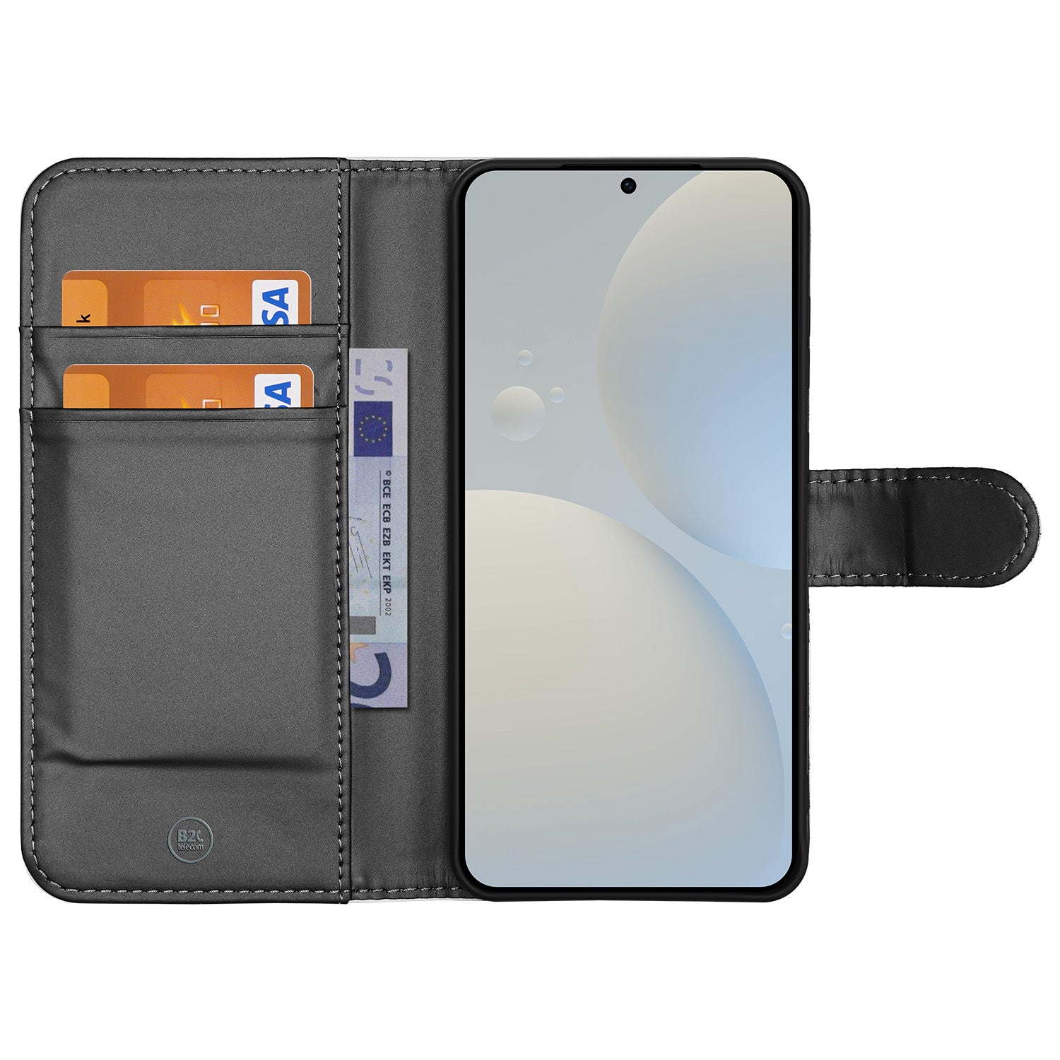 Samsung Galaxy S25 Book Case Hoesje Maken zwart binnenkant met pasjeshouder