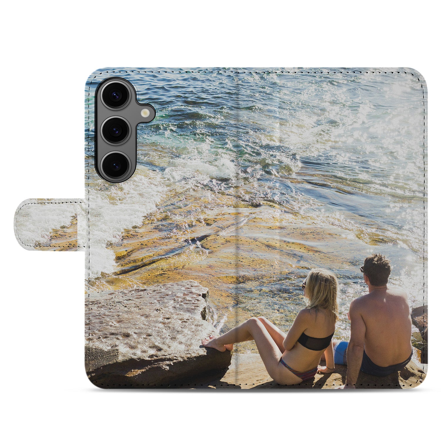 Samsung Galaxy S25 Plus Book Case Hoesje Maken strand uitzicht