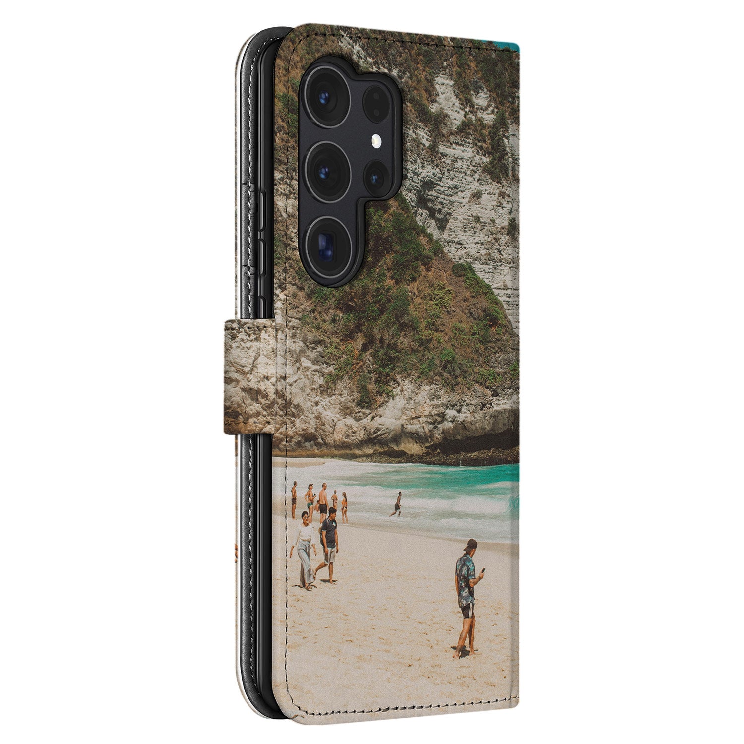 Samsung Galaxy S25 Ultra Book Case Hoesje Maken strand foto zijkant