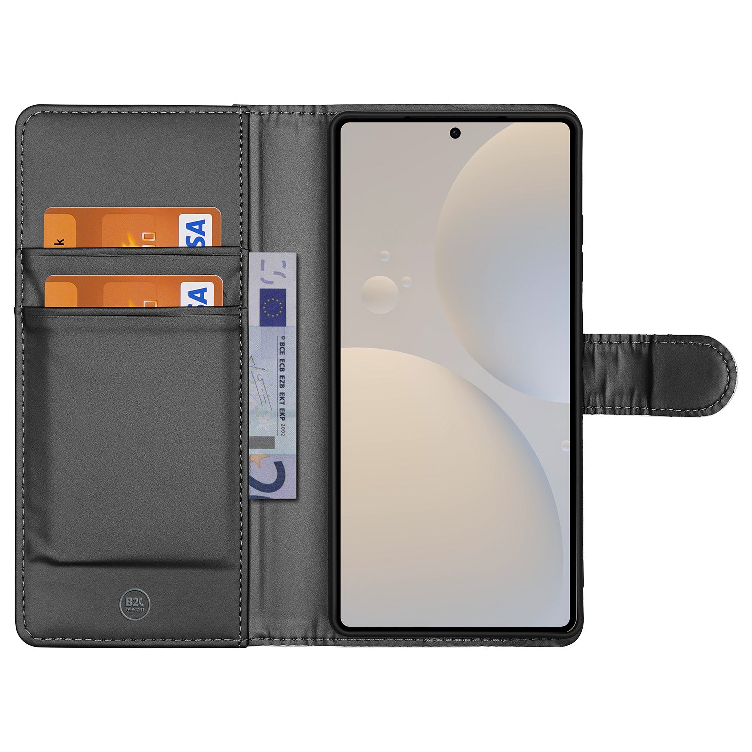 Samsung Galaxy S25 Ultra Book Case Hoesje Maken design zwart aanzicht binnen