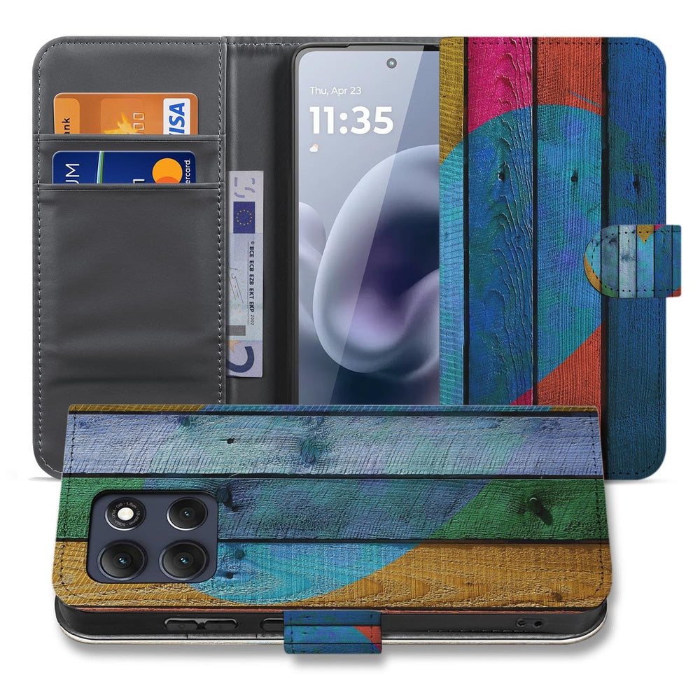 Motorola Moto G86 Book Case Hoesje Wood Heart vooraanzicht.