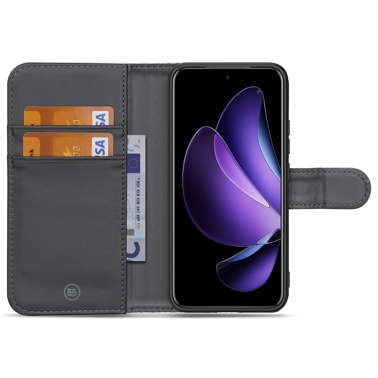 OPPO Reno 13 Pro Book Case Hoesje Wit met Pasjeshouder binnenkant met pasjes en scherm