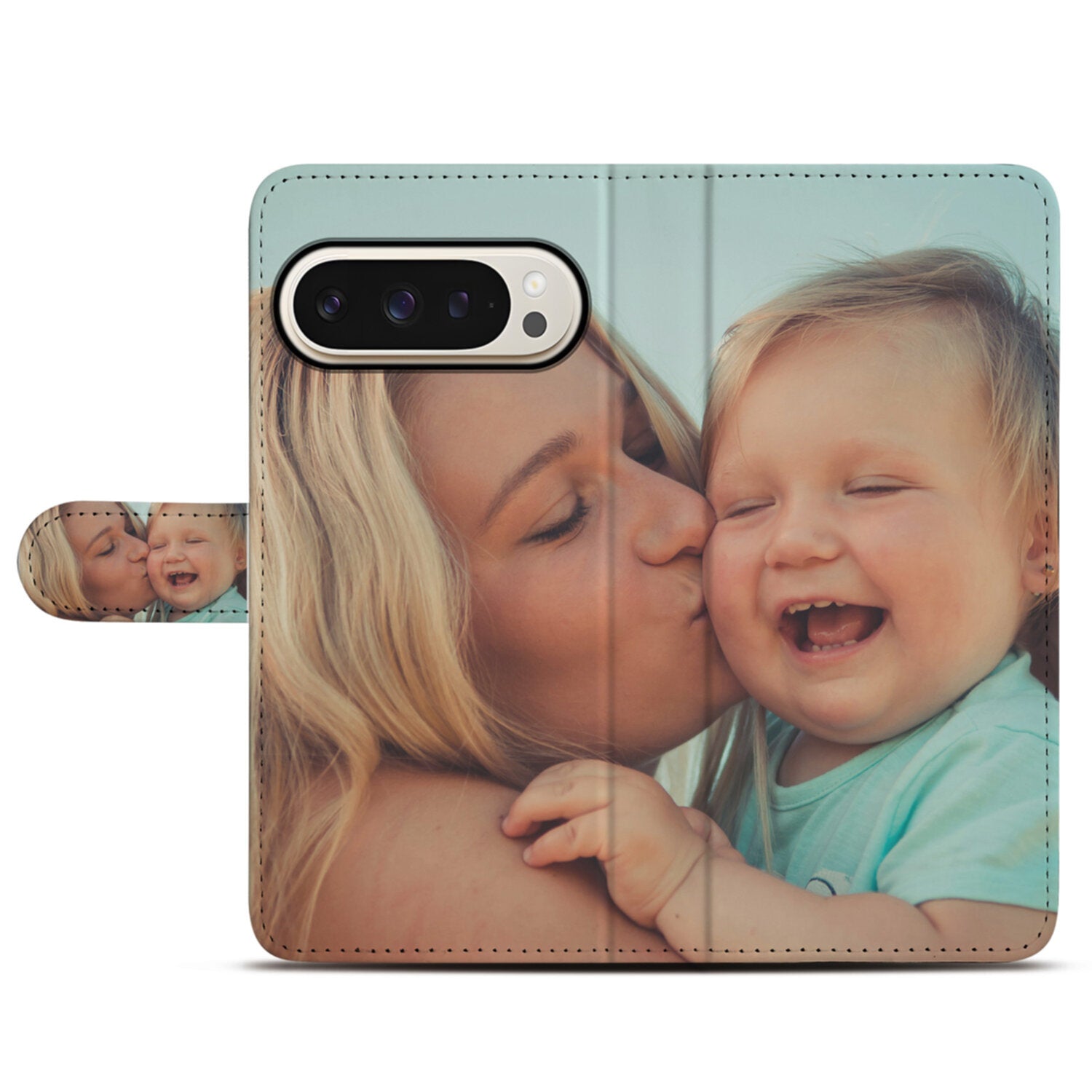 Google Pixel 9 9 Pro Book Case Hoesje Ontwerpen foto moeder kind voorkant