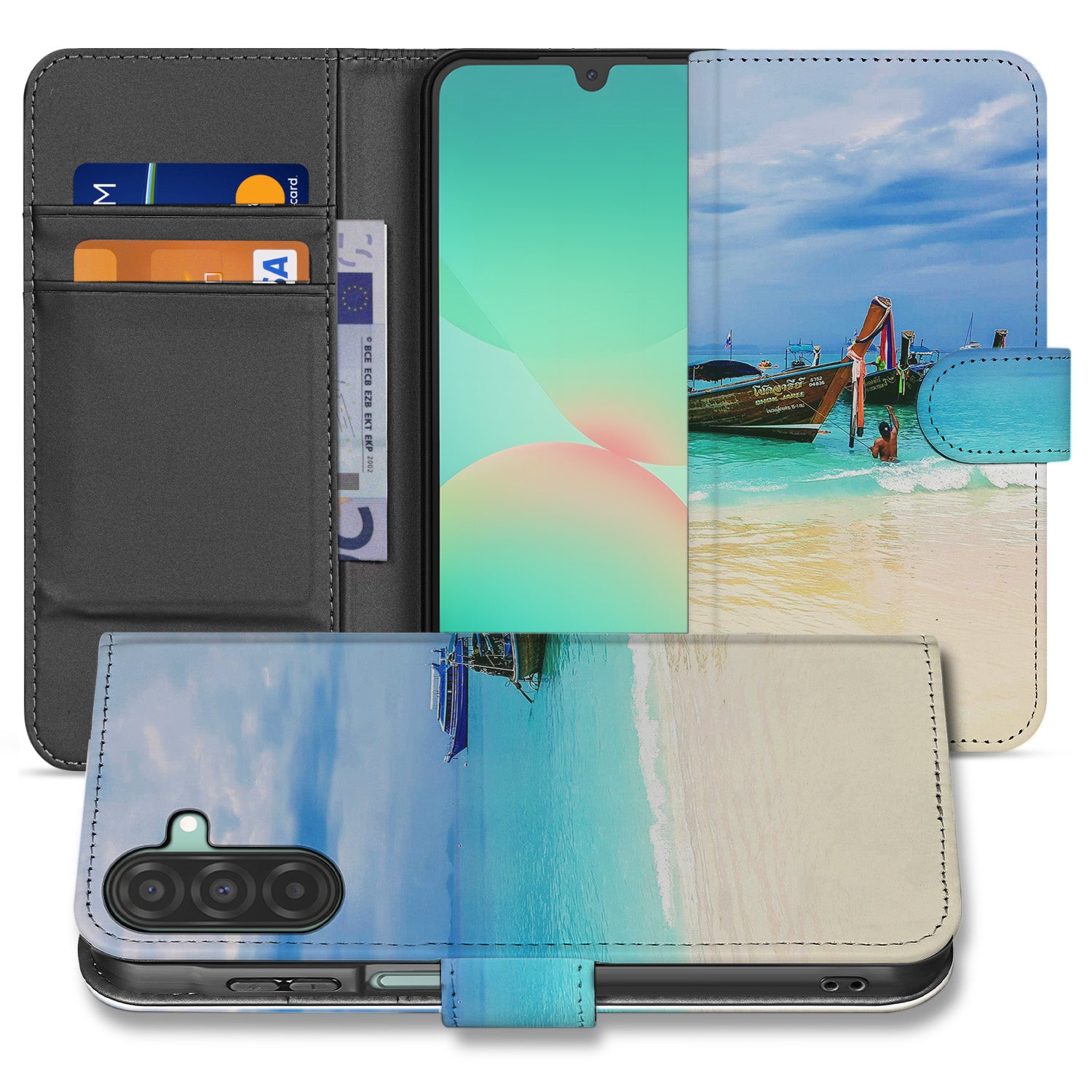 Samsung Galaxy A26 Book Case Hoesje Ontwerpen design strand aanzicht