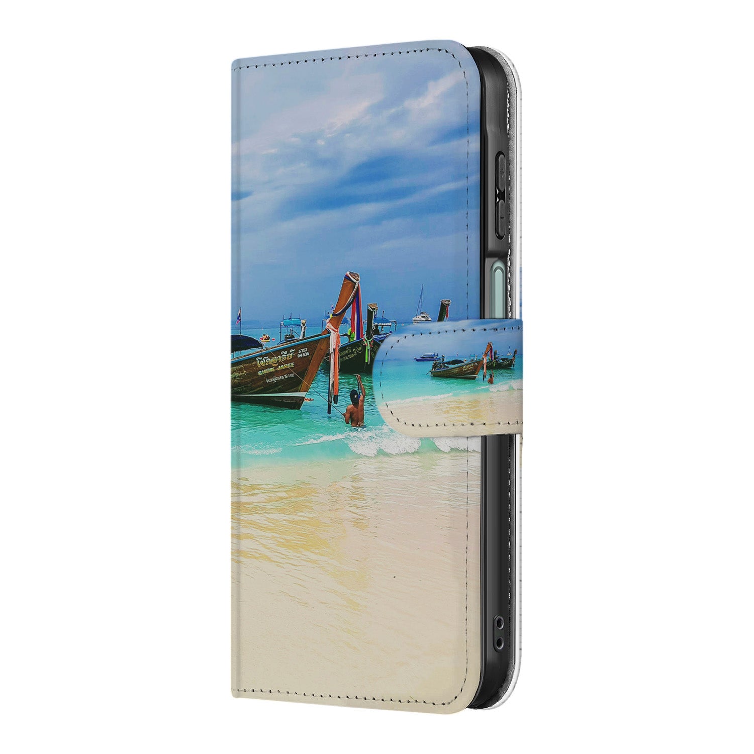 Samsung Galaxy A26 Book Case Hoesje Ontwerpen Strandontwerp Zij-aanzicht