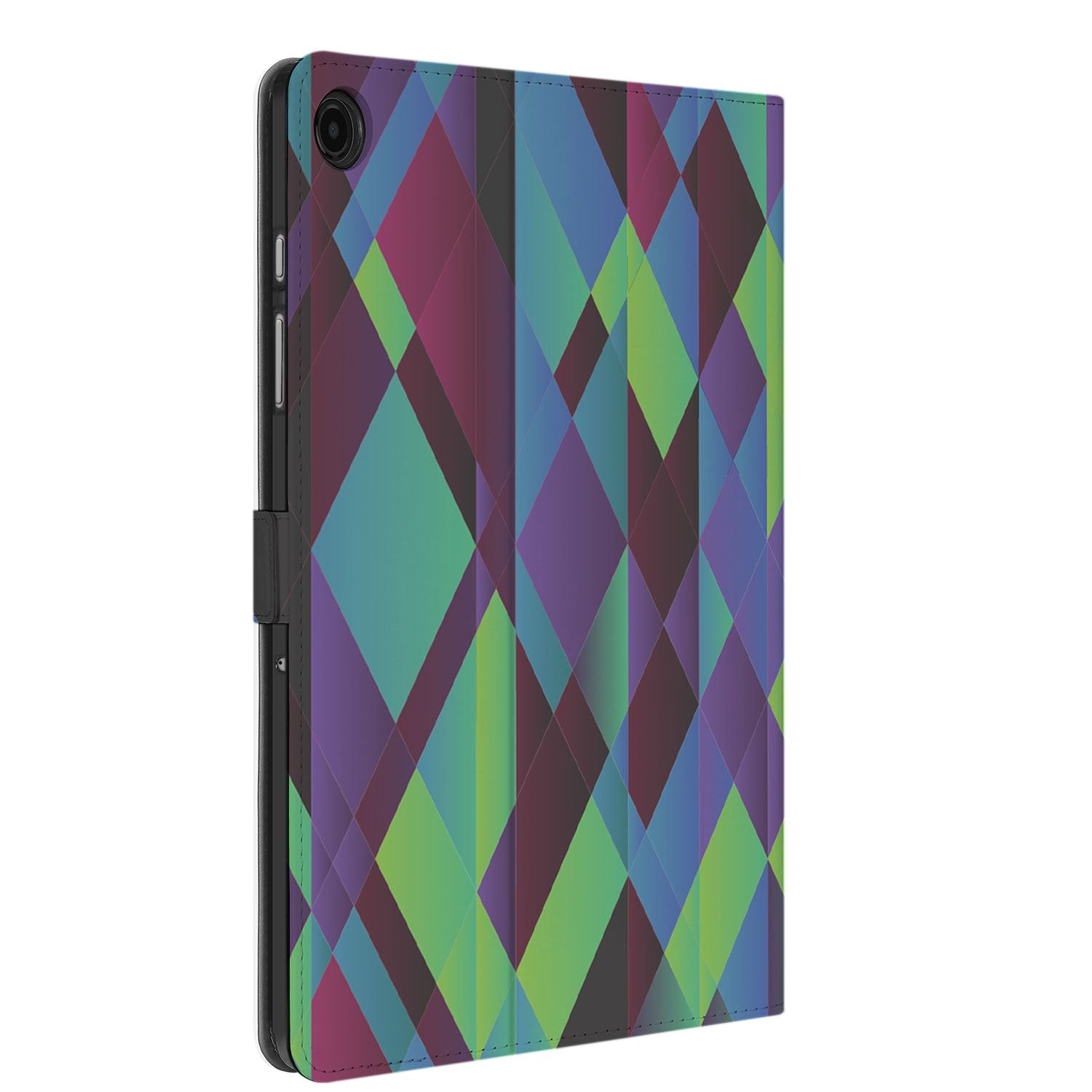 Samsung Galaxy Tab A11 Plus Book Case Hoesje met Standaard Abstract Green Blue zijaanzicht