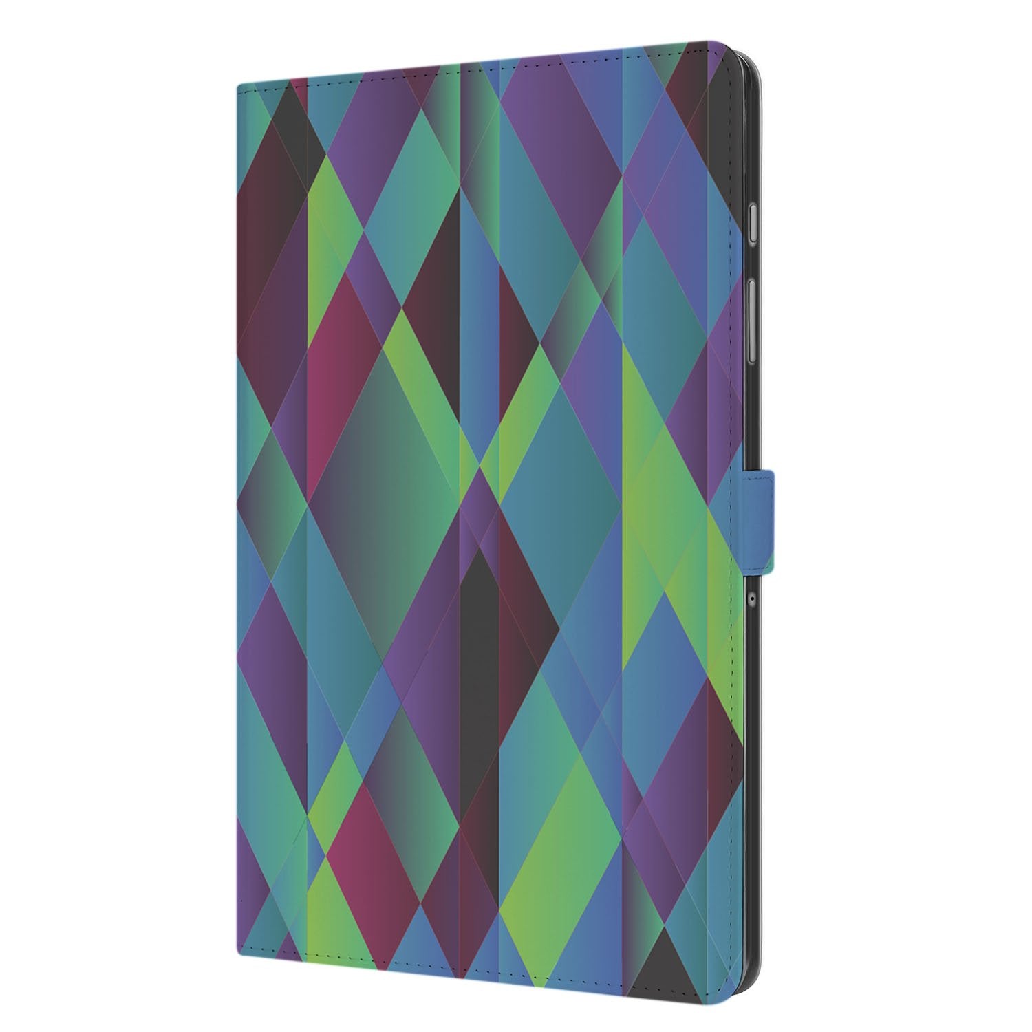 Samsung Galaxy Tab A11 Plus Book Case Hoesje met Standaard Abstract Green Blue zijaanzicht