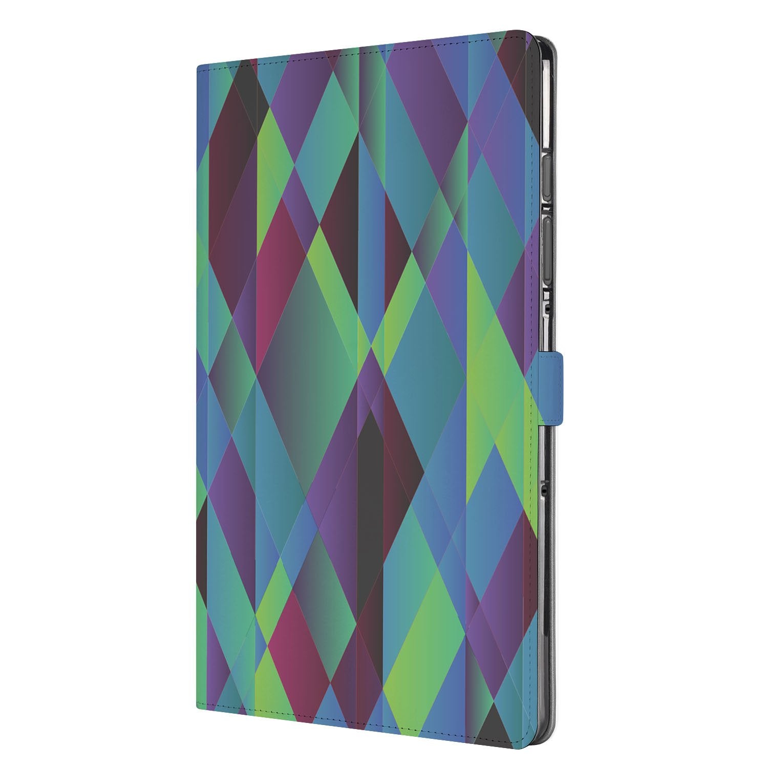 Samsung Galaxy Tab S10 FE | Tab S9 FE Book Case Hoesje met Standaard Abstract Green Blue aanzicht