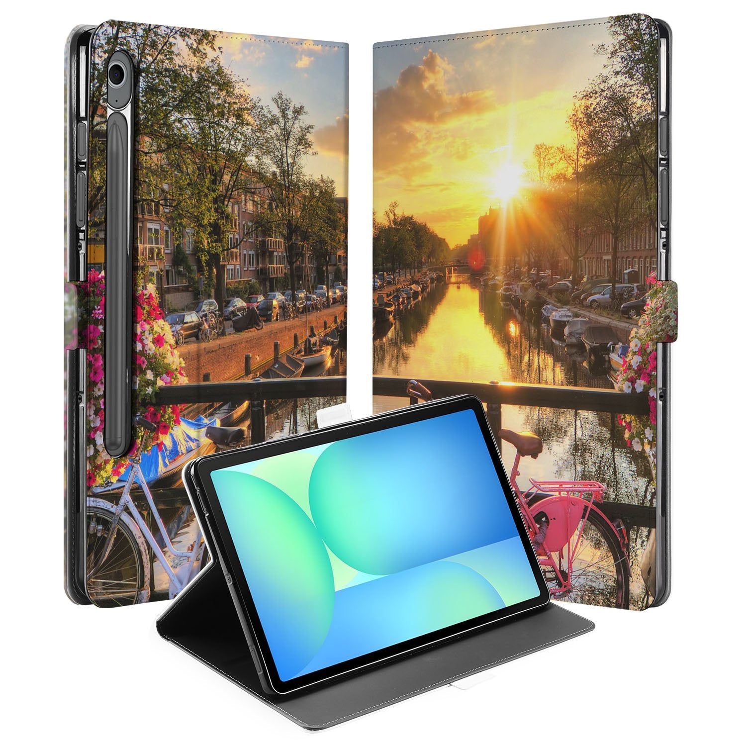 Samsung Galaxy Tab S10 FE | Tab S9 FE Book Case Hoesje met Standaard Amsterdamse Grachten voorzijde