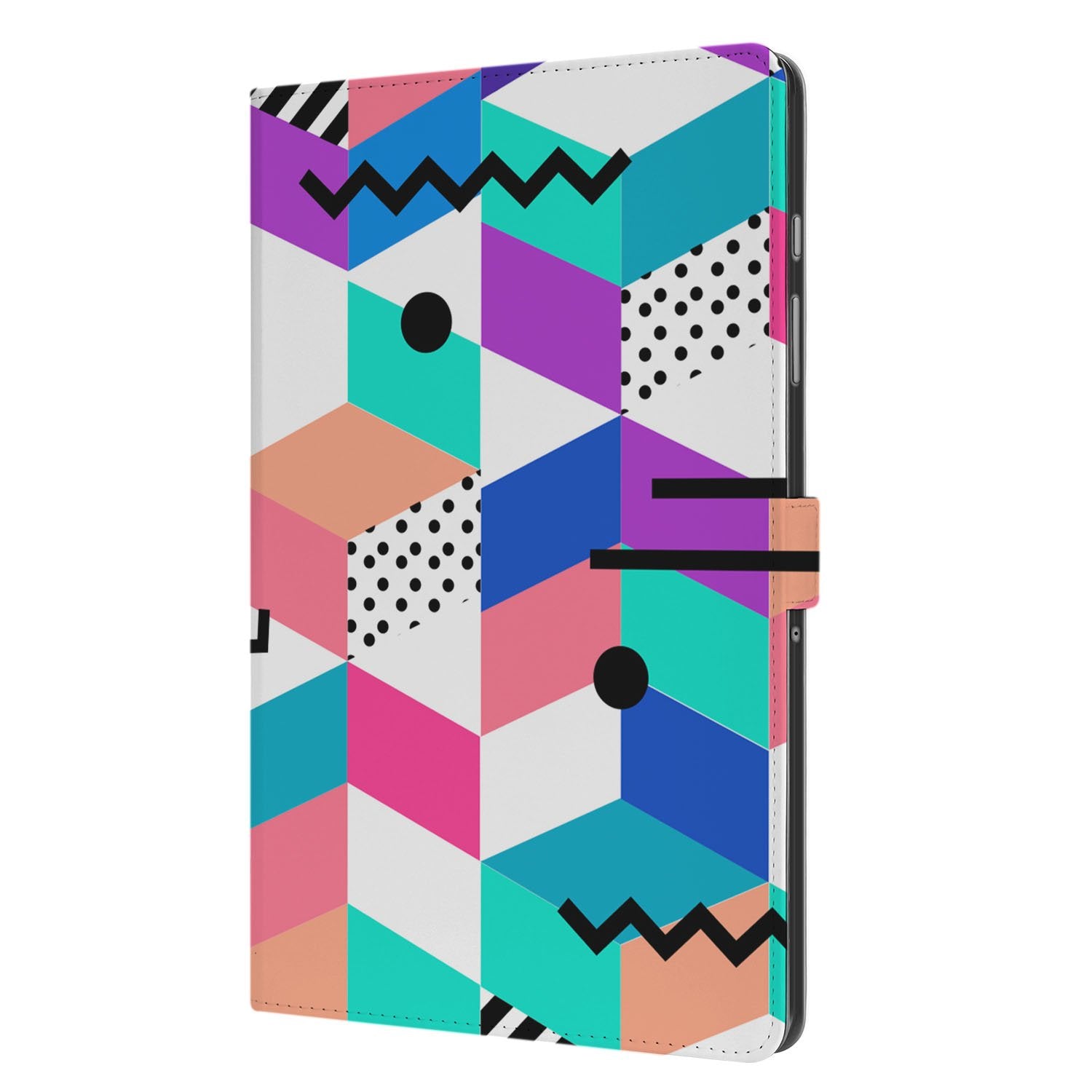 Samsung Galaxy Tab A11 Plus Book Case Hoesje met Standaard Blocks Colorful voorkant