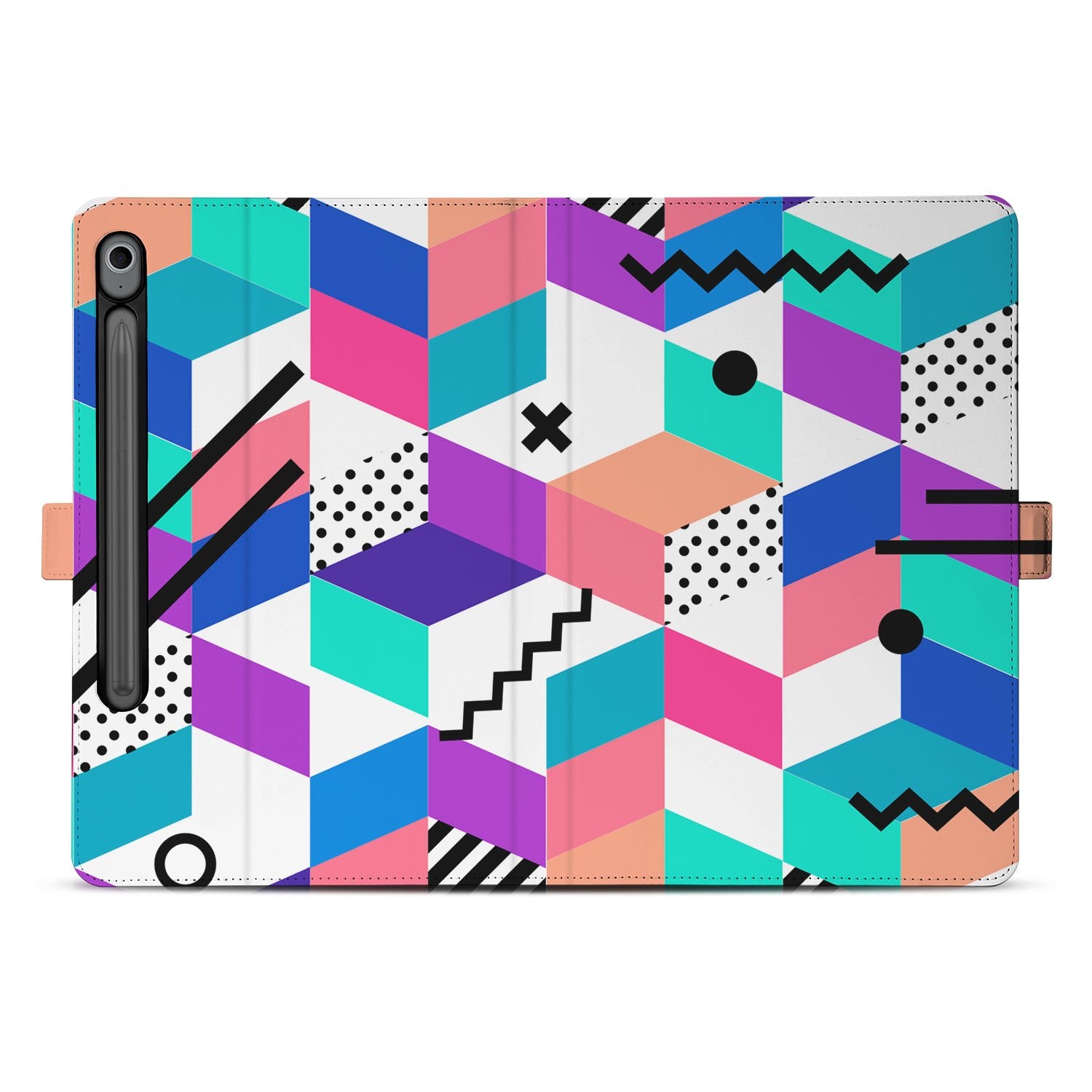Samsung Galaxy Tab S10 FE | Tab S9 FE Book Case Hoesje met Standaard Blocks Colorful achterkant