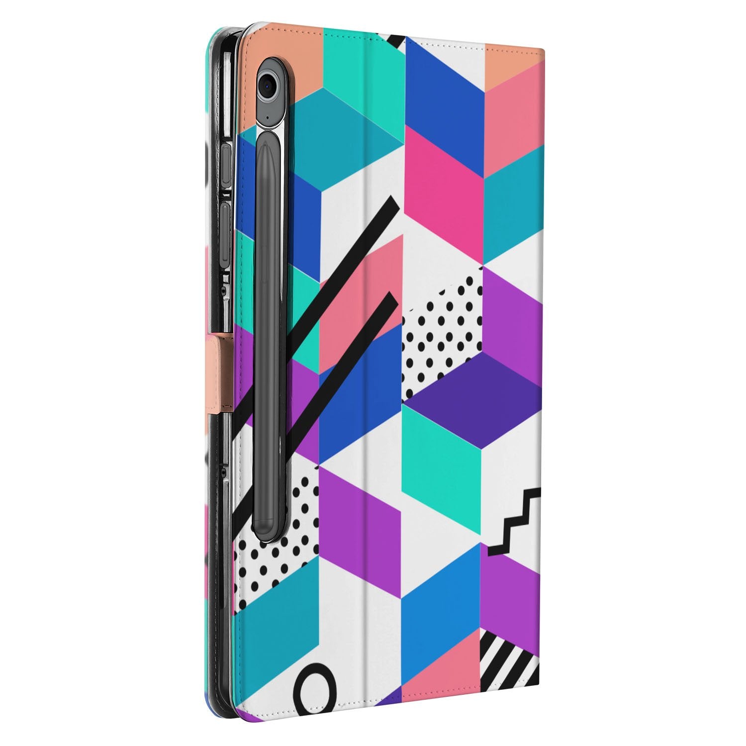 Samsung Galaxy Tab S10 FE | Tab S9 FE Book Case Hoesje met Standaard Blocks Colorful aanzicht